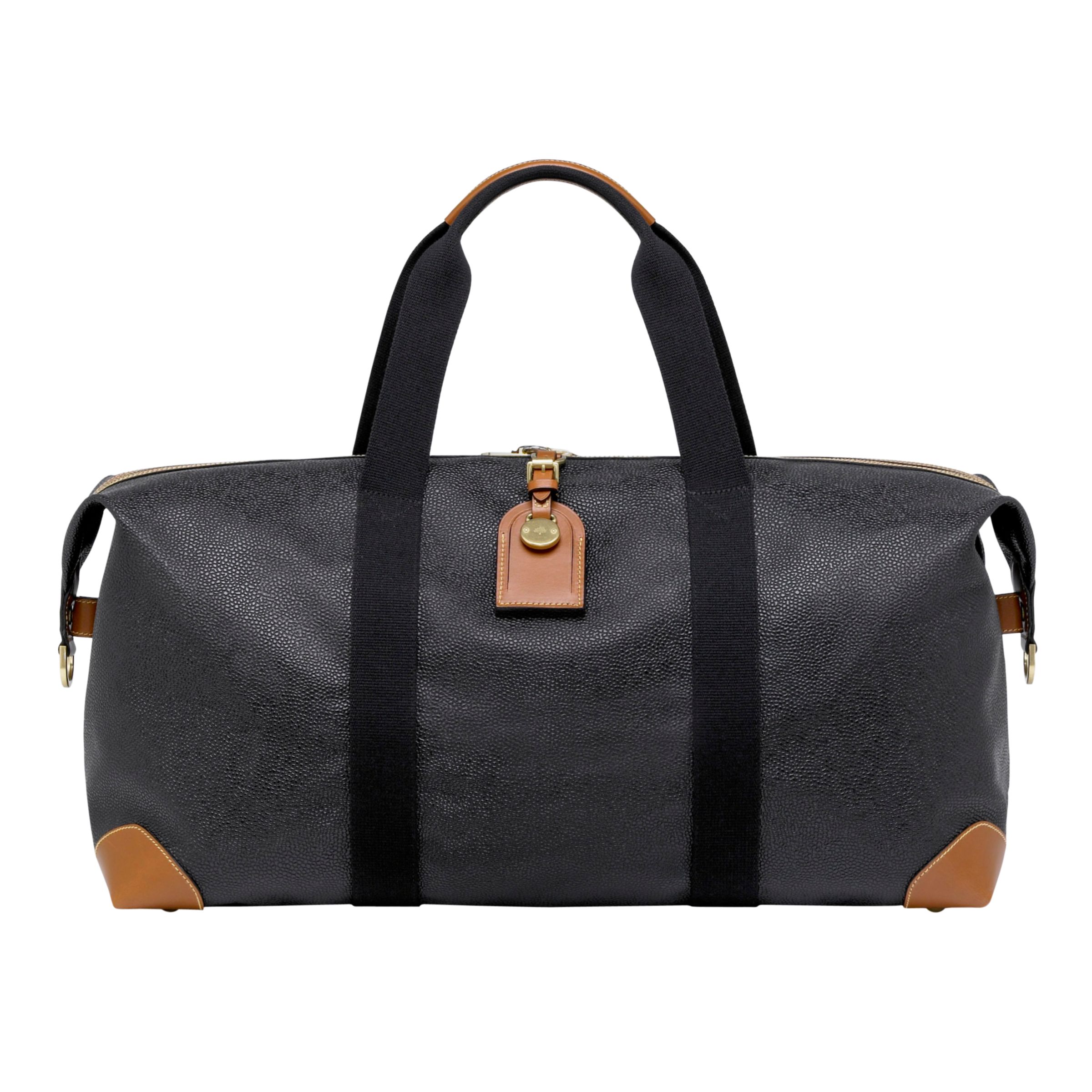 Mulberry Scotchgrain Clipper Holdall, Black/Cognac at John Lewis