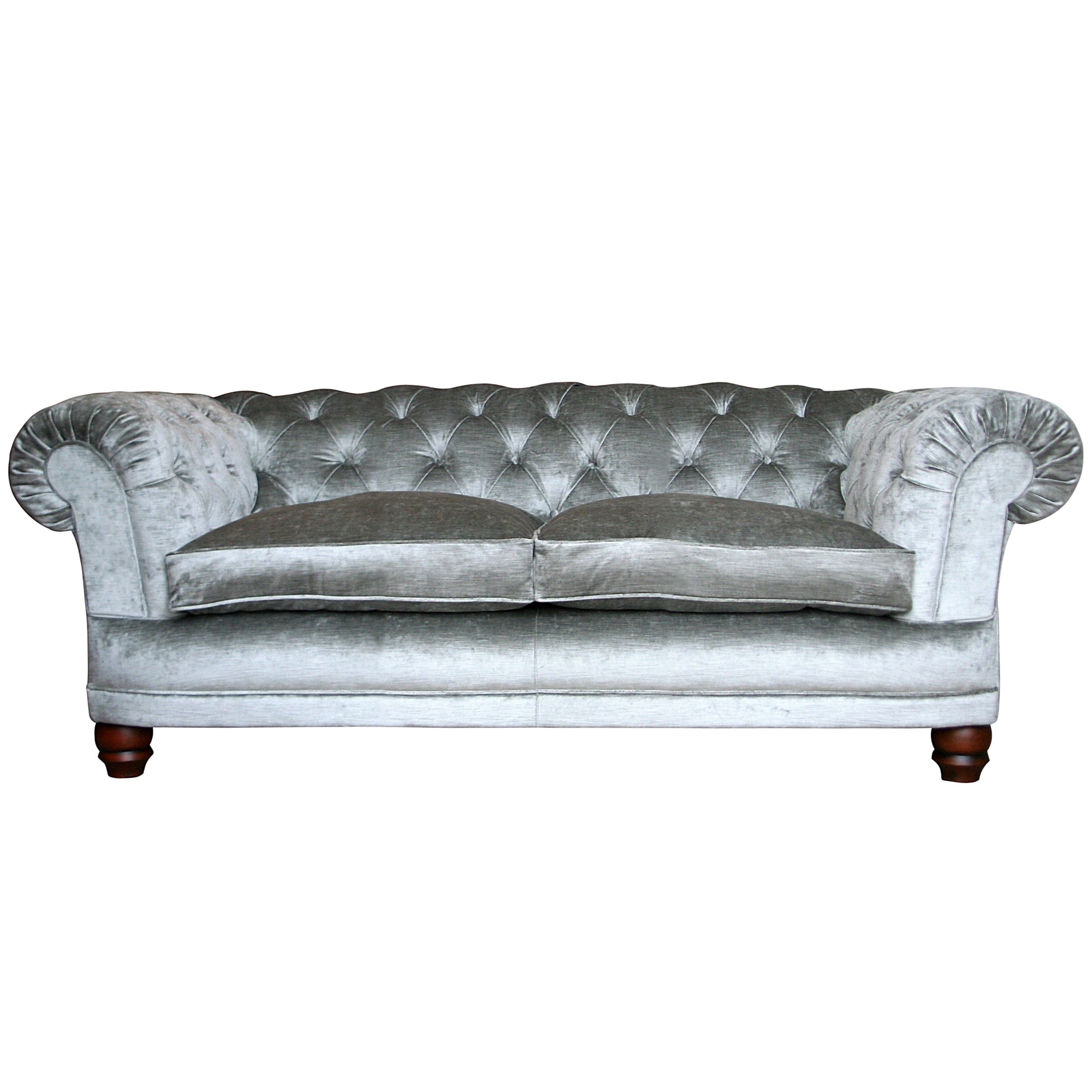 John Lewis Chatsworth Medium Chesterfield Sofa, Palermo Silver, width 193cm