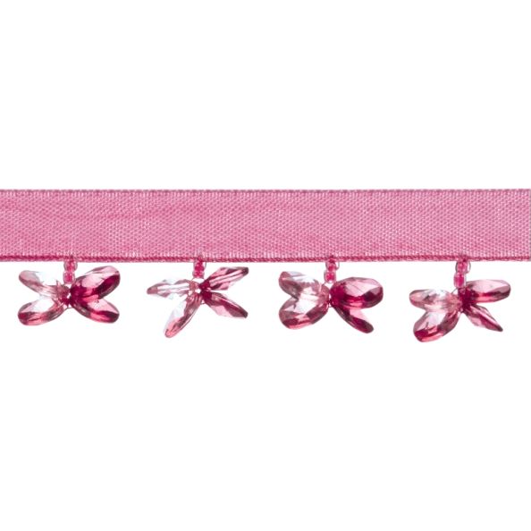 John Lewis Butterfly Beaded Trim, Pink