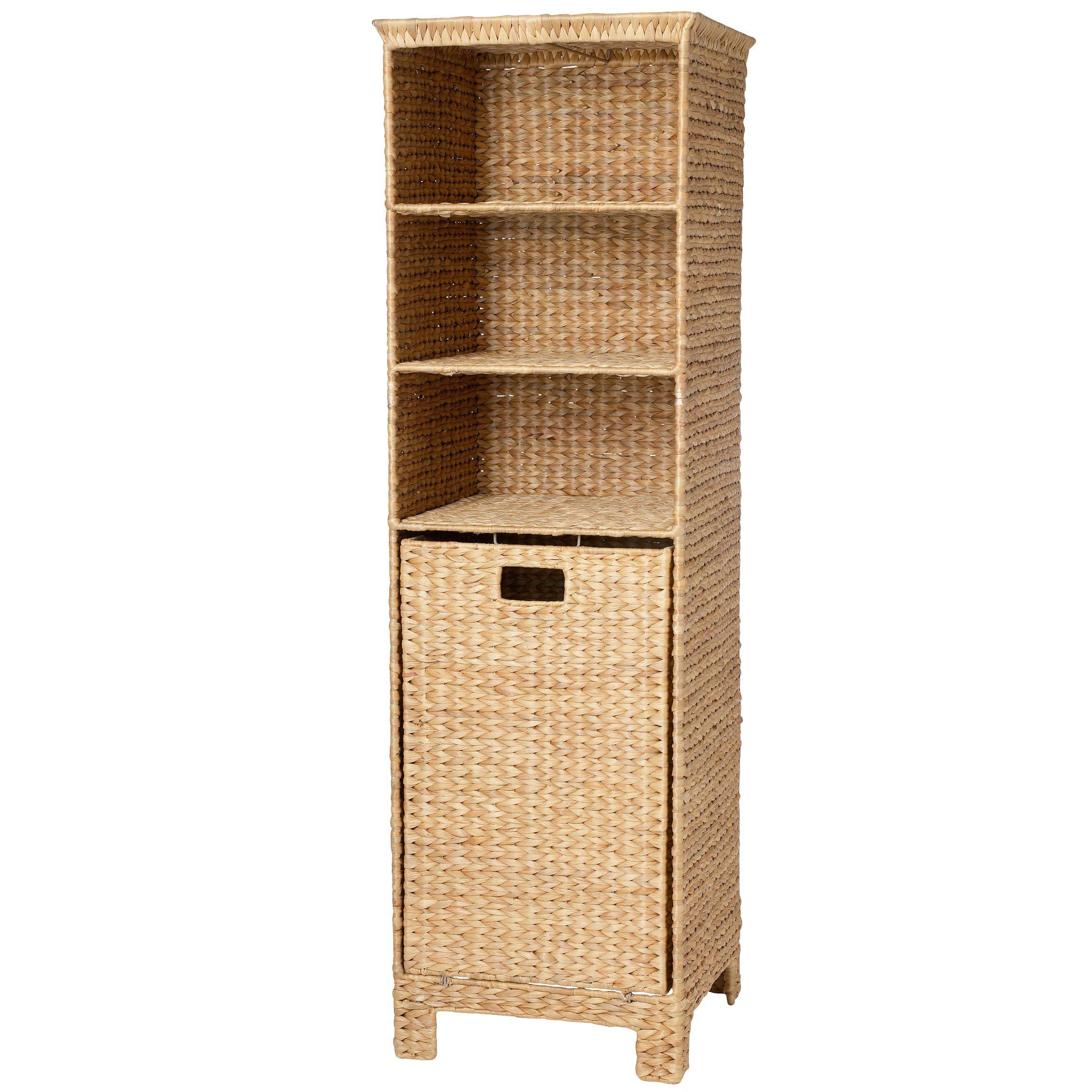 Water Hyacinth Tall Boy with Integrated Linen Basket Natural