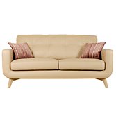 John Lewis Barbican Medium Leather Sofa, Prescott Buckskin, width 176cm