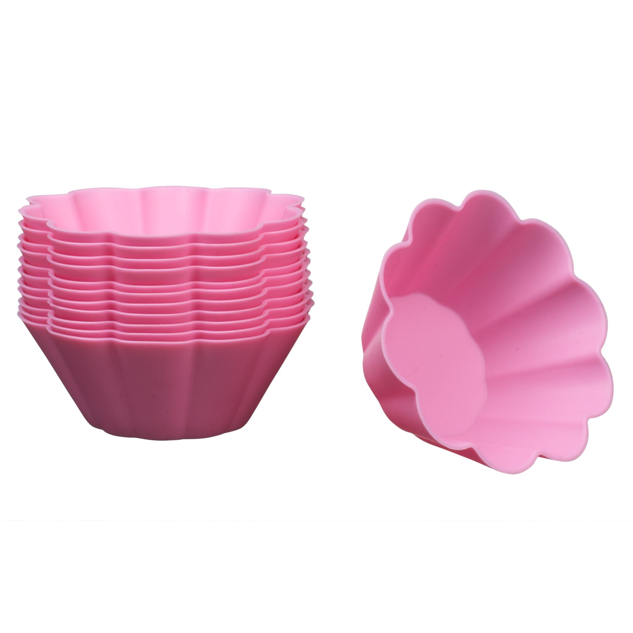 John Lewis Pink Flower Silicone Cup Cake Cases, Set of 12