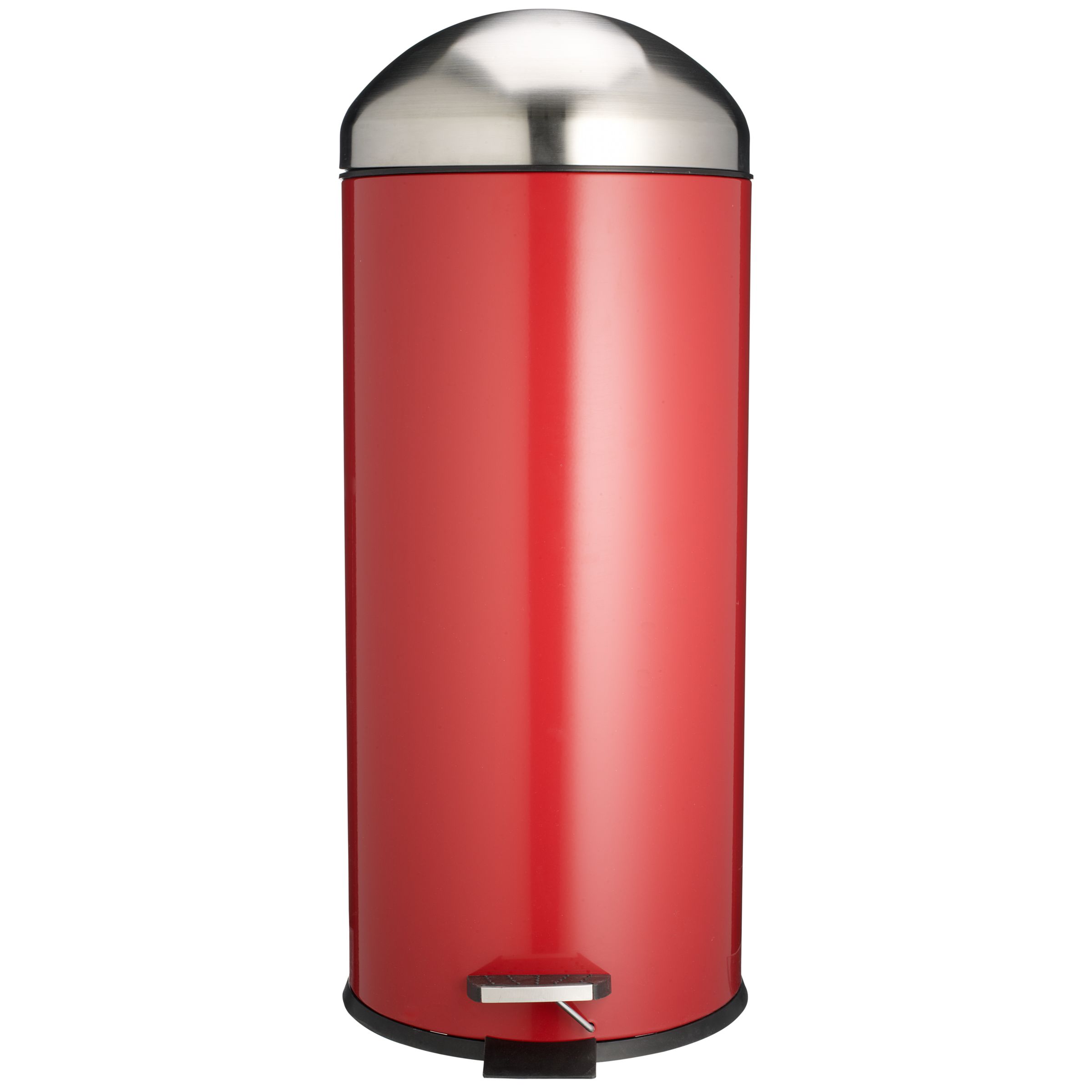 John Lewis Dome Pedal Bin, Red, 30L