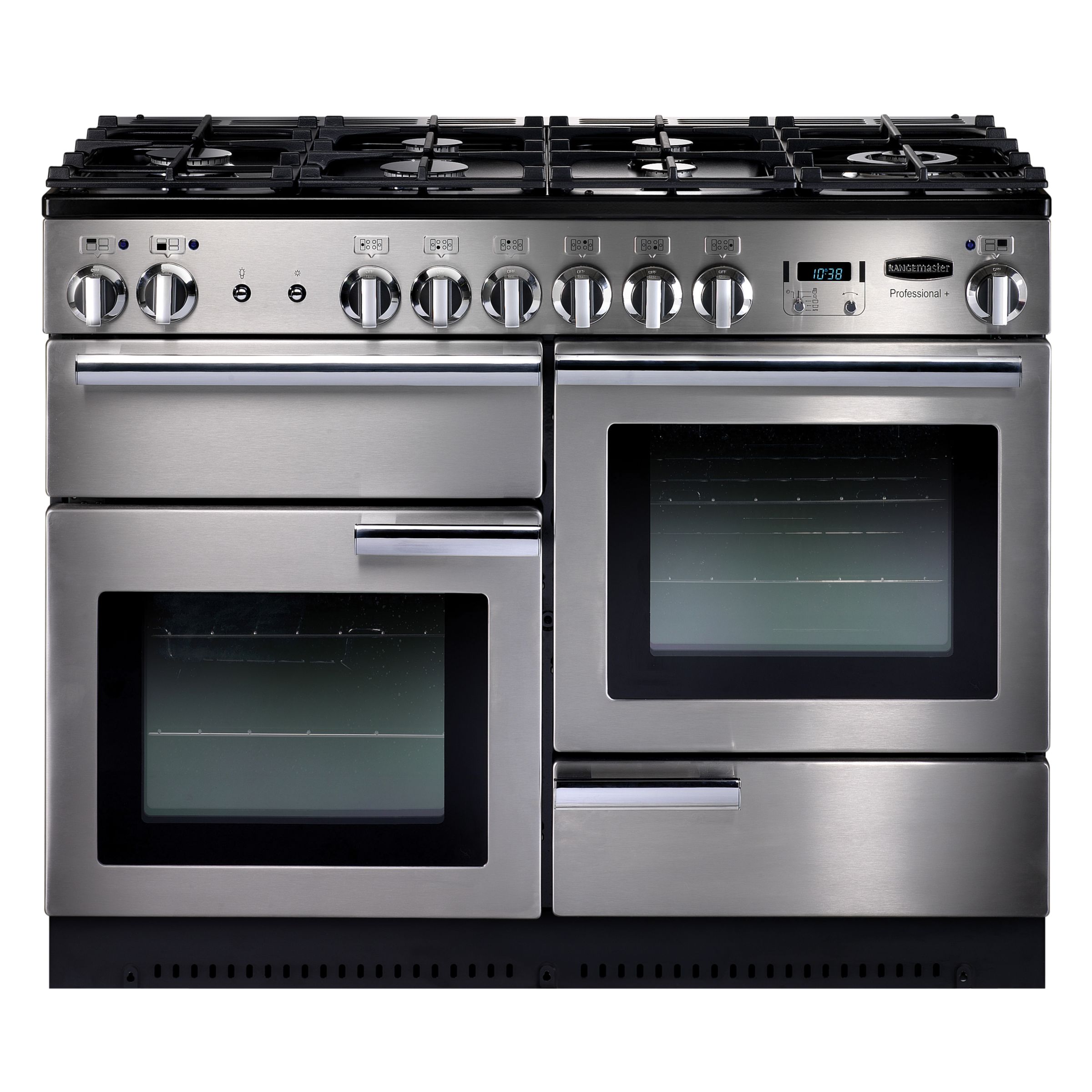 Rangemaster Professional+ 110 Dual Fuel Range Cooker, Stainless Steel
