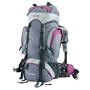 Gelert Trail 55 Litre Women's Backpack, Grey/Purple