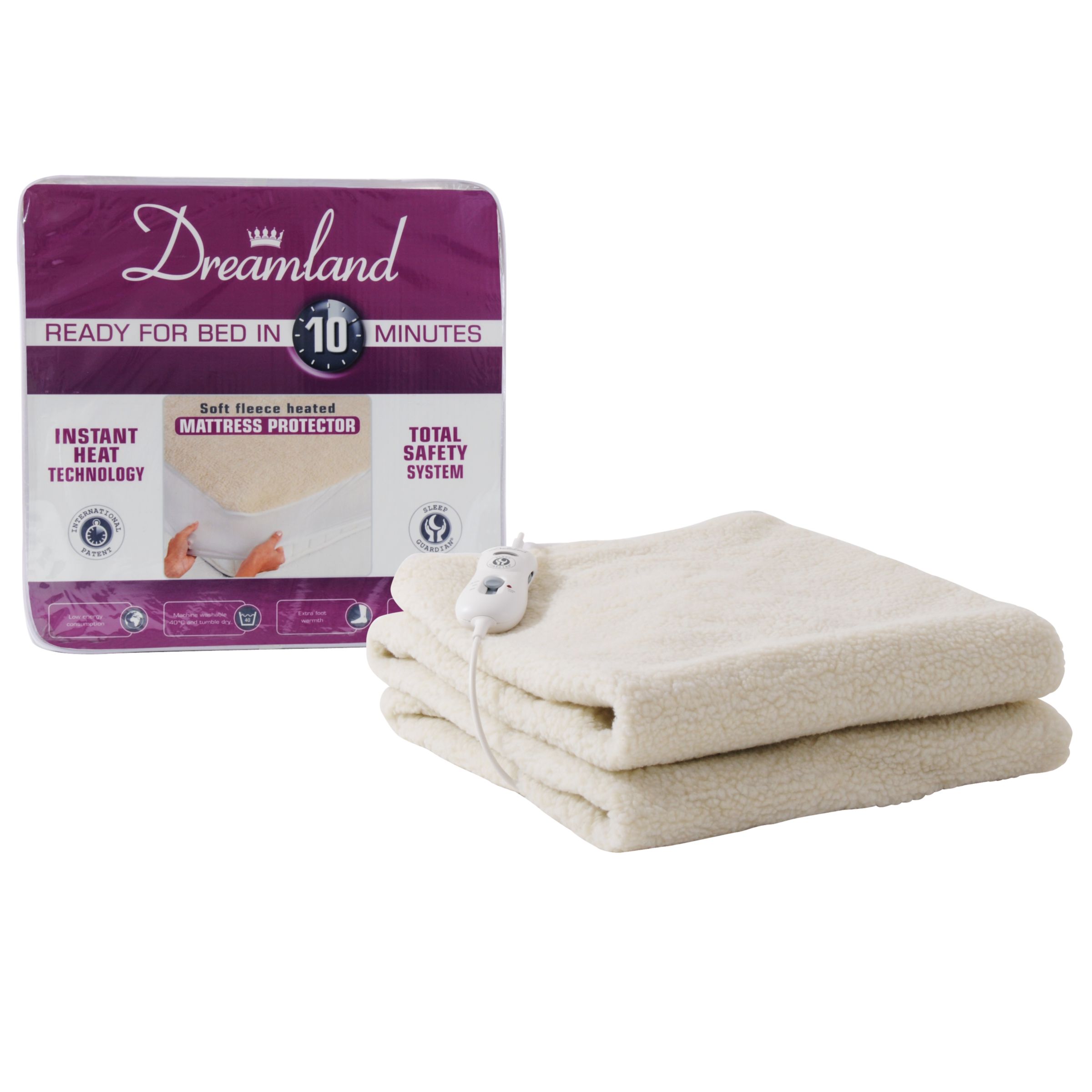 Dreamland 6867 Ready For Bed Fleece Heated Mattress Protector, Single