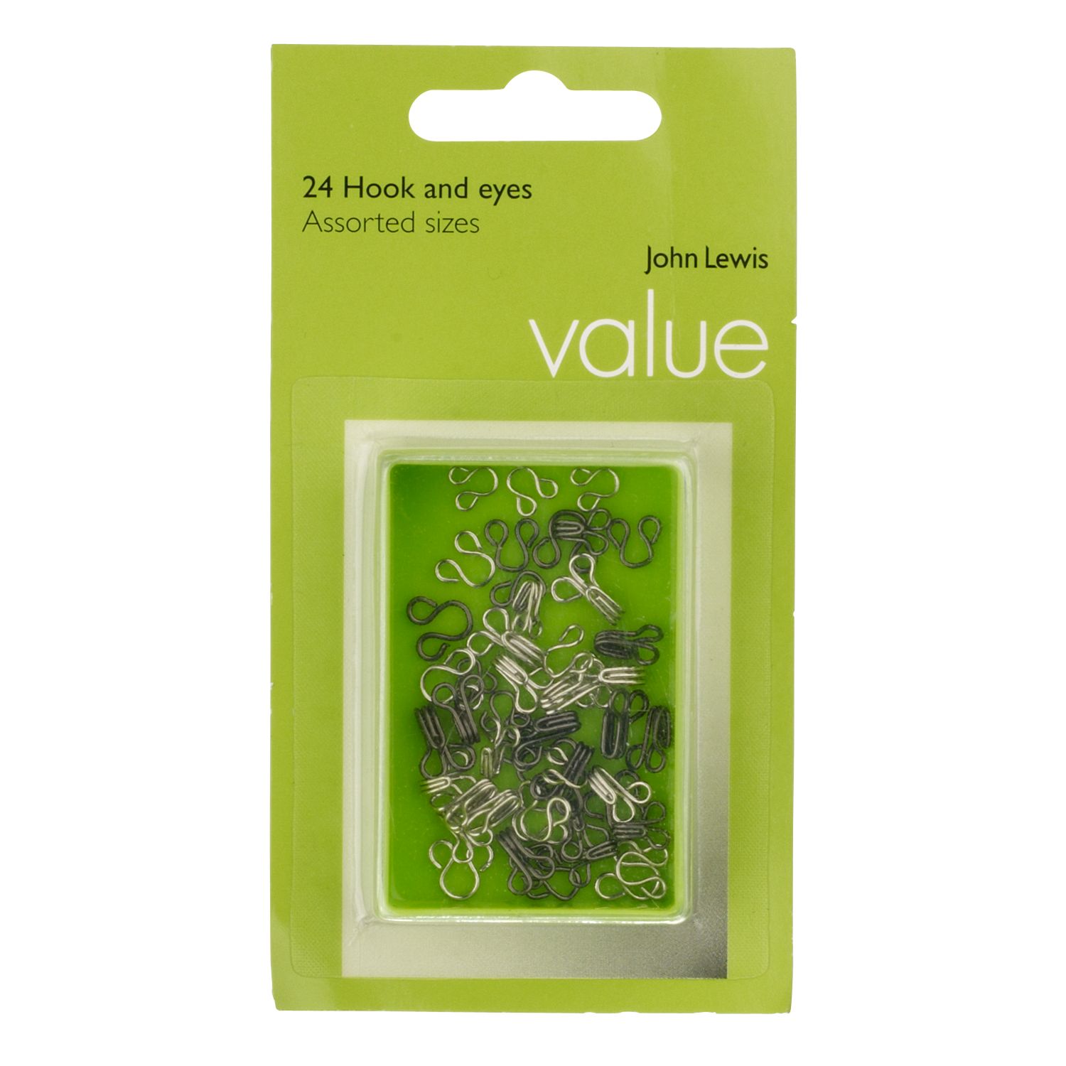 John Lewis Value Hooks and Eyes Set, Black/White