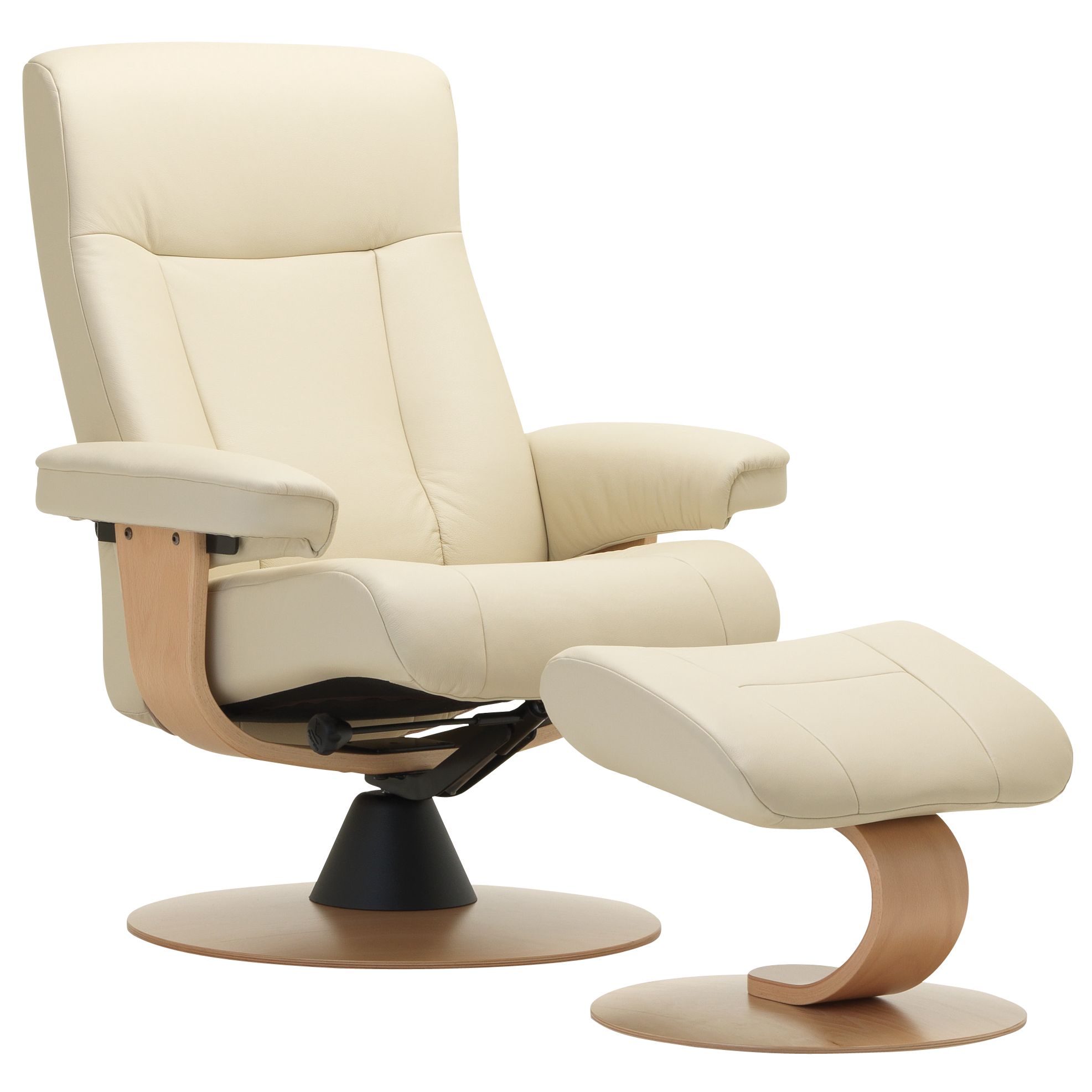 John Lewis Gemini D Base Chair and Footstool, Vanilla