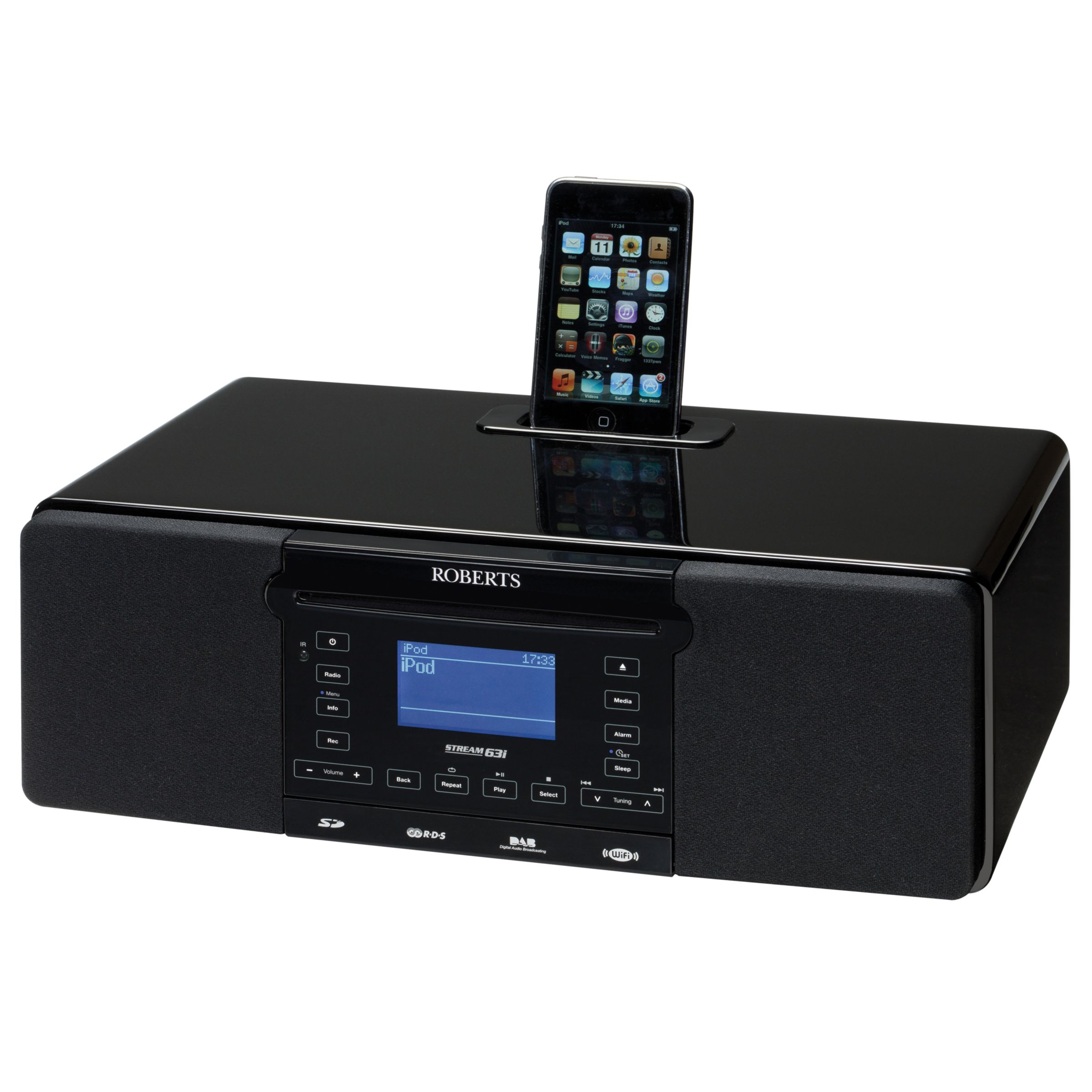 ROBERTS STREAM 63i DAB/CD/iPod Dock/Internet Radio at John Lewis