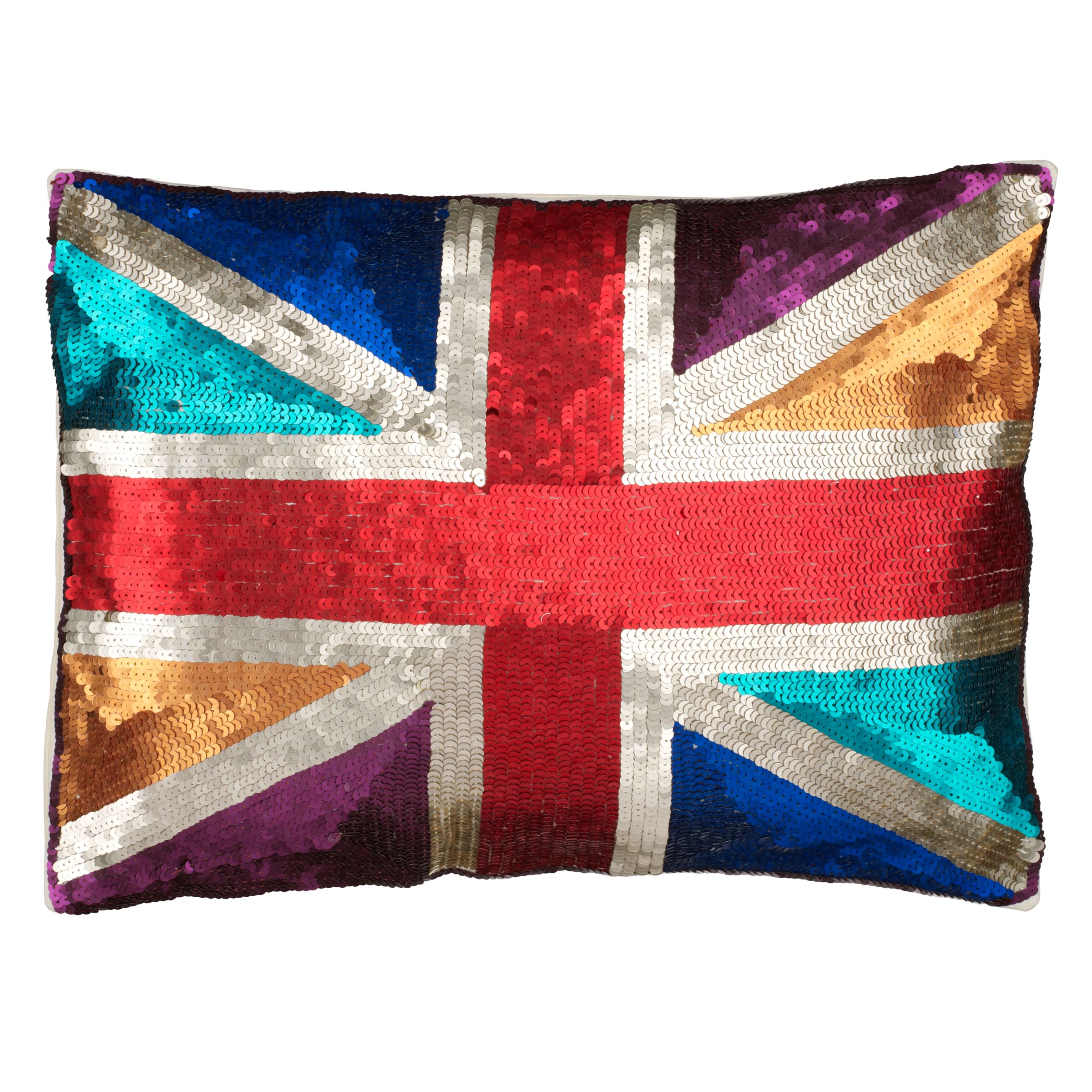 Multi-Coloured Sequinned Union Jack Cushion