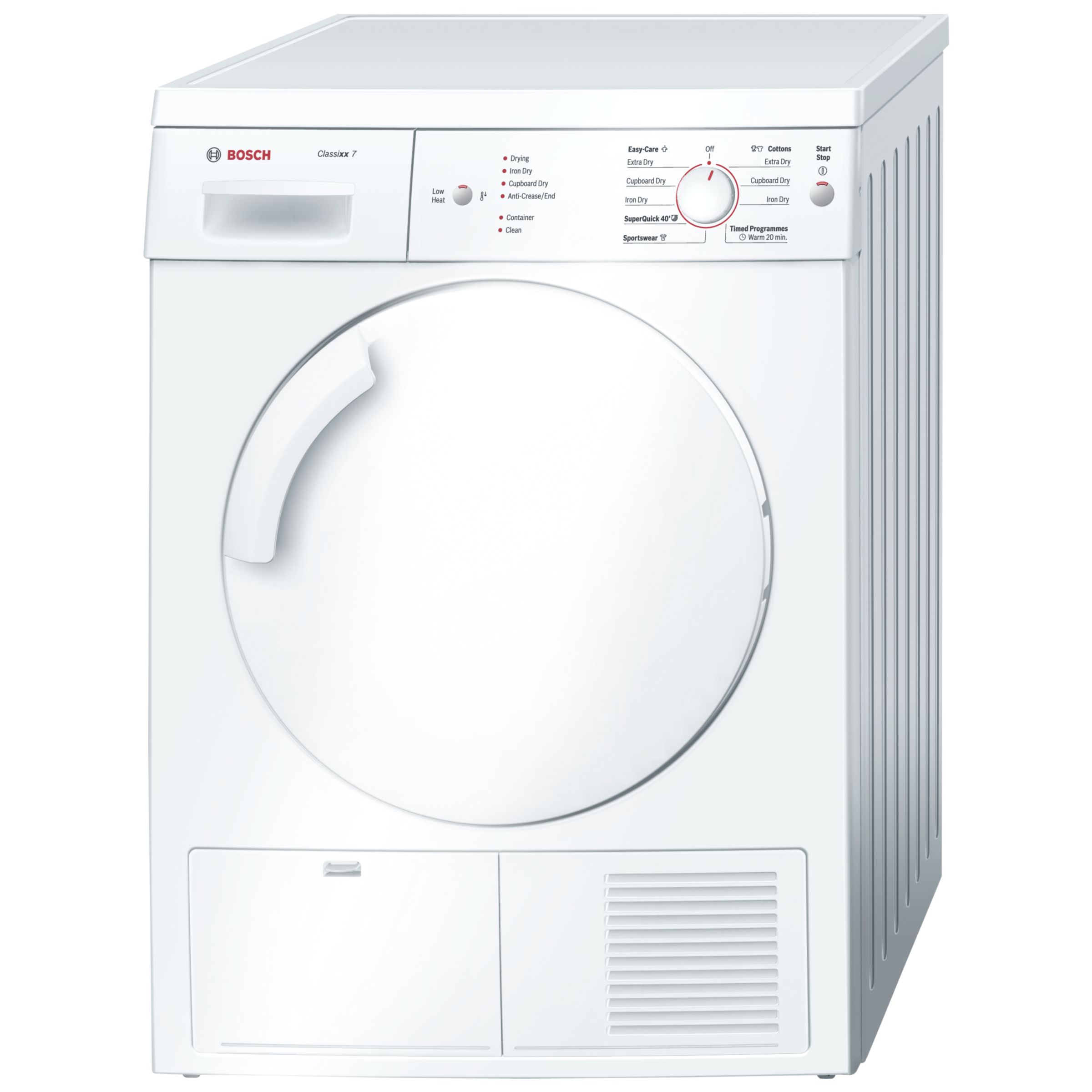 Bosch Classixx WTE84105GB Sensor Condenser Tumble Dryer, White at John Lewis