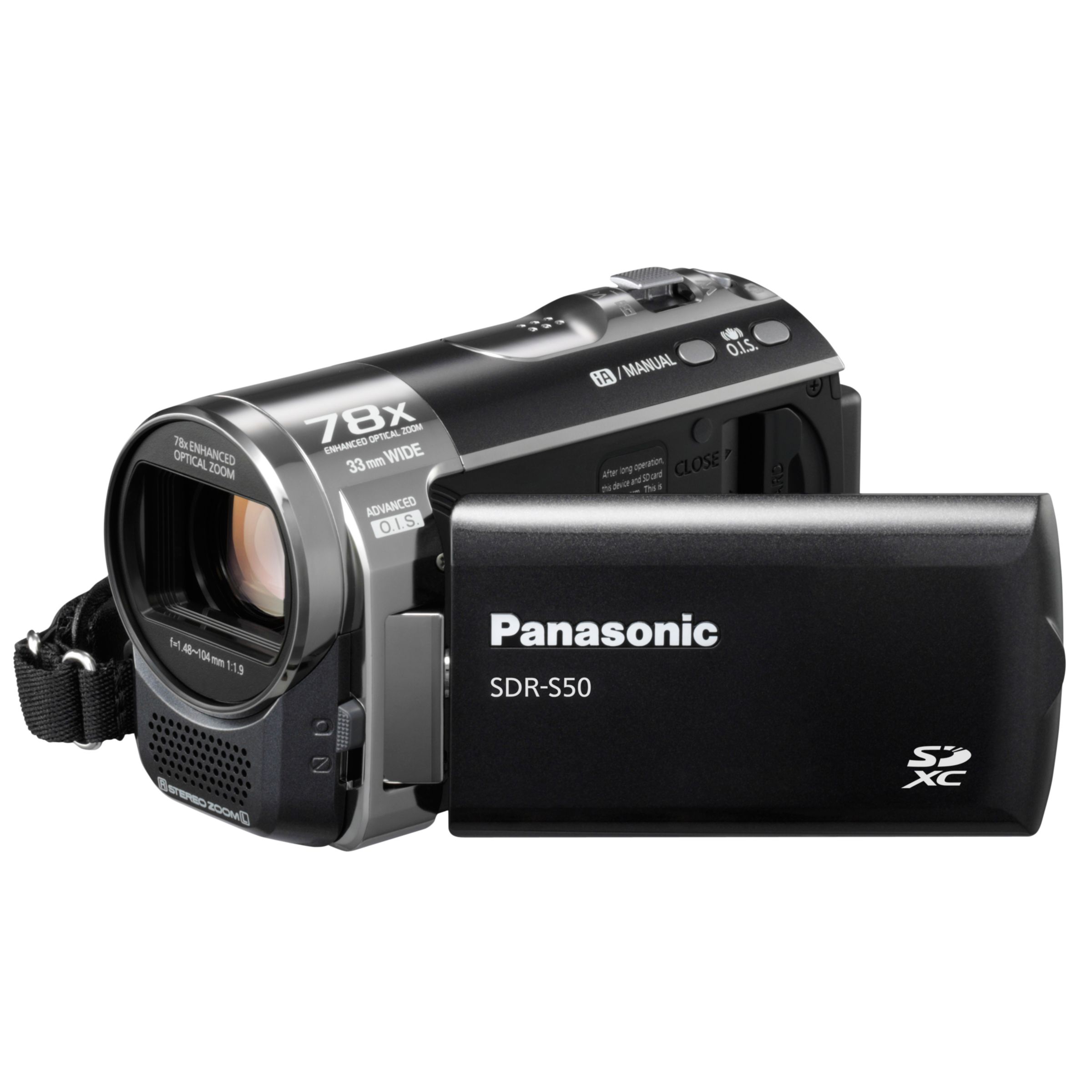 Panasonic SDR-S50EB-K SD Camcorder, Black at John Lewis