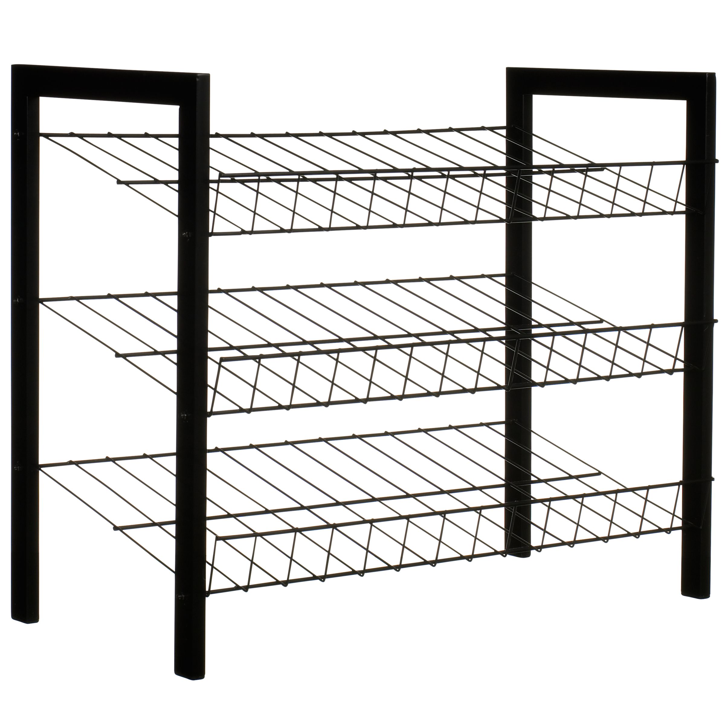 John Lewis 3 Tier Shoe Rack, Black
