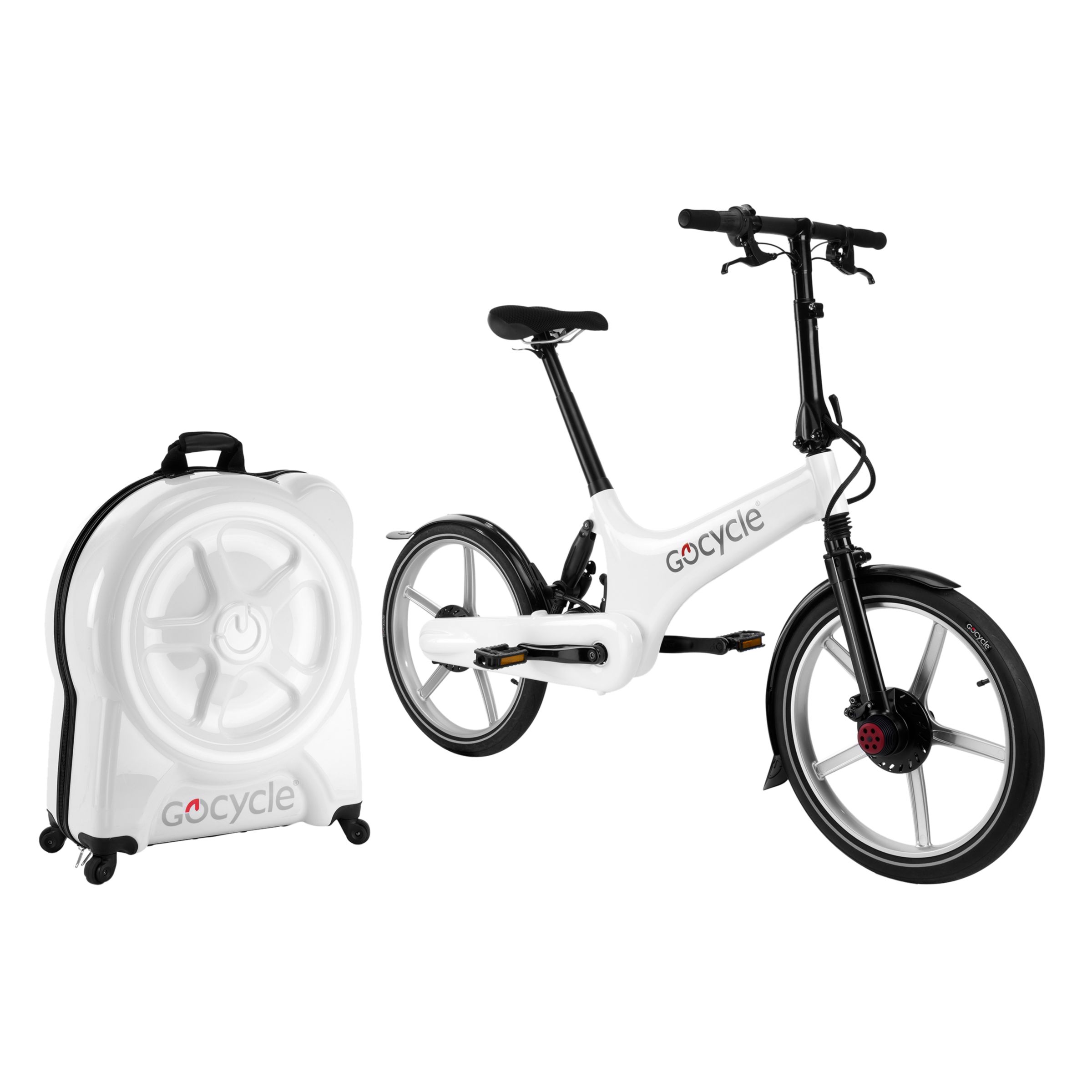 Gocycle Electric Folding Bicycle with Hard Carry Case, White at JohnLewis