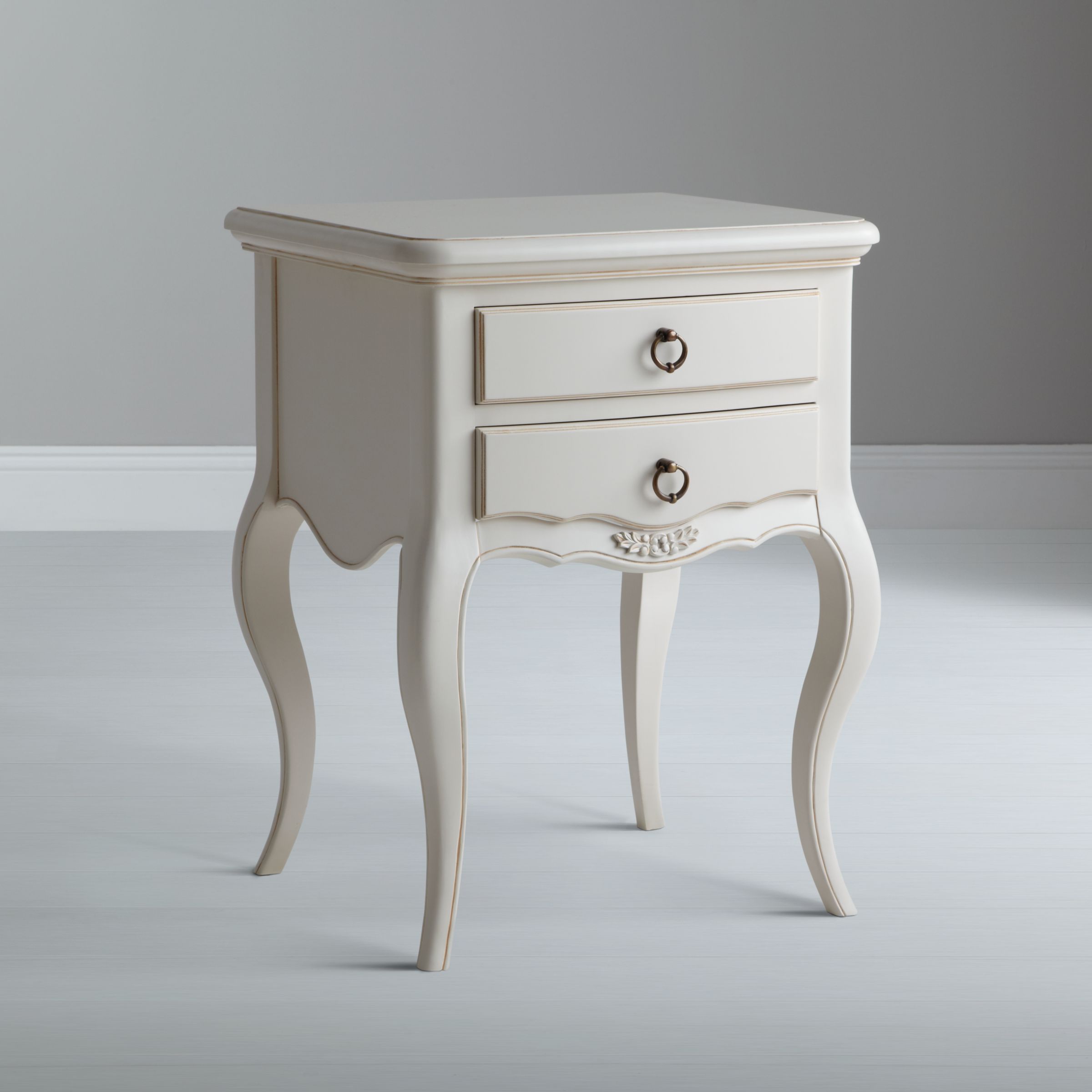 John Lewis Sophia 2 Drawer Bedside Table, Ivory at John Lewis