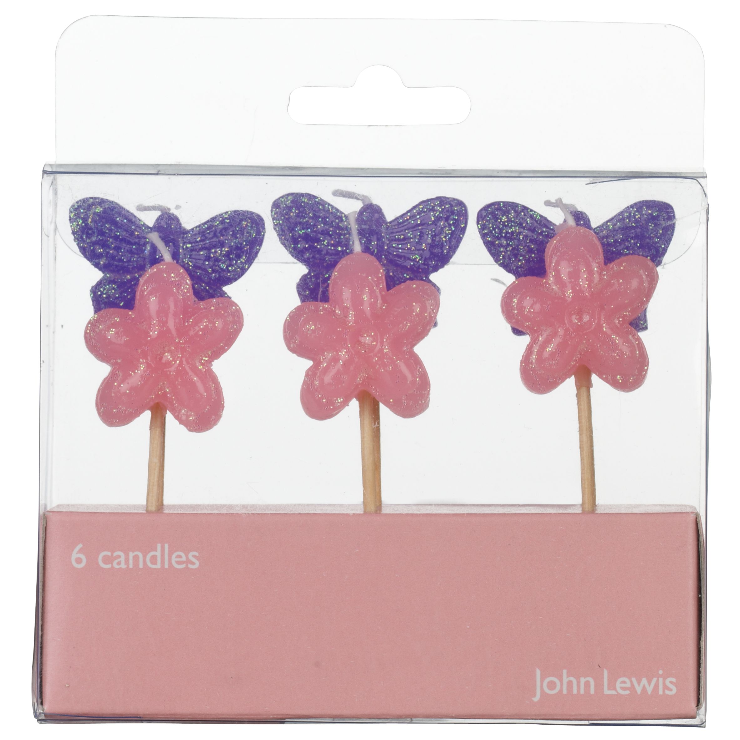 John Lewis Flower and Butterfly Candles, Pack of 6