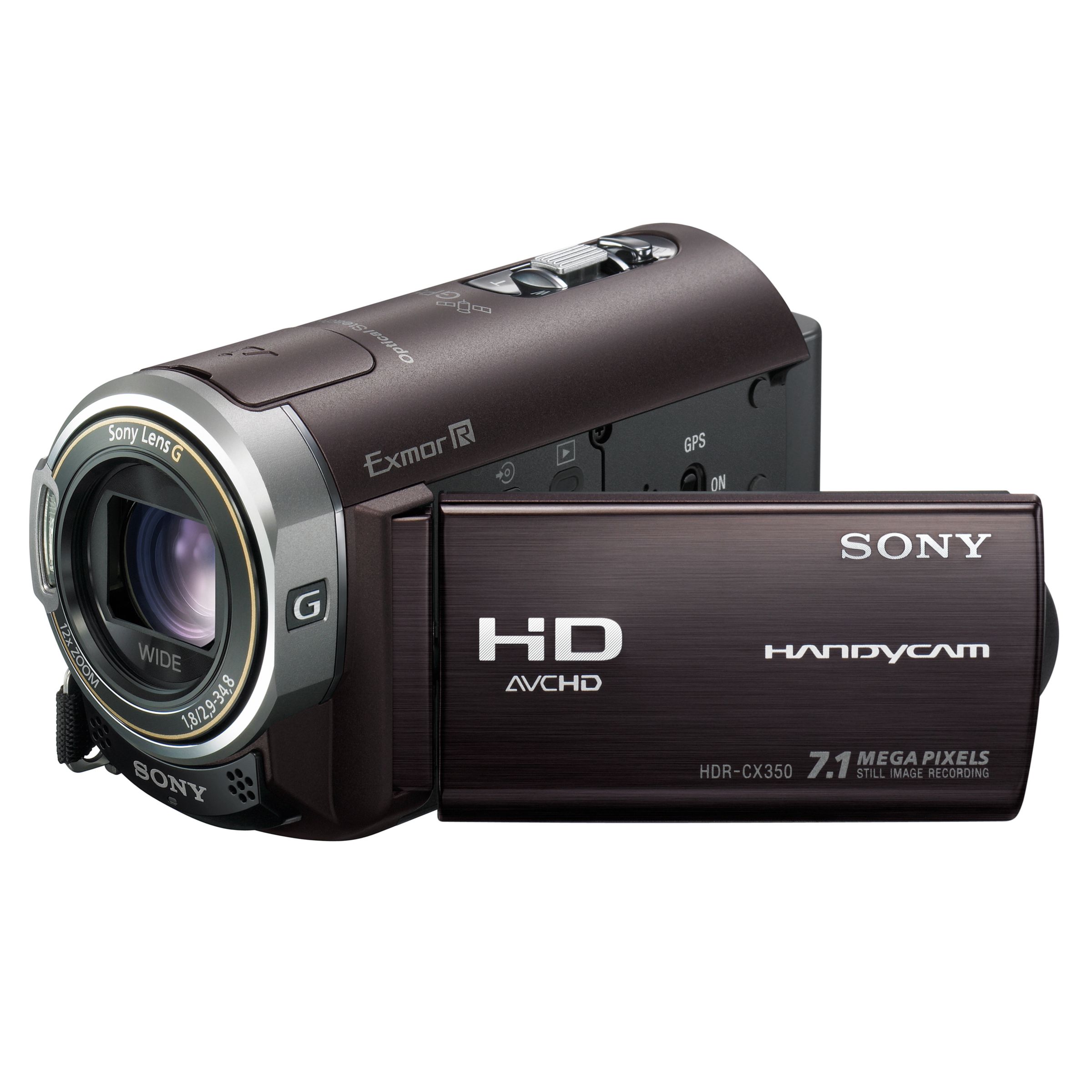 Sony HDR-CX350VE High Definition 32GB Flash Memory/Memory Stick Camcorder, Purple at John Lewis