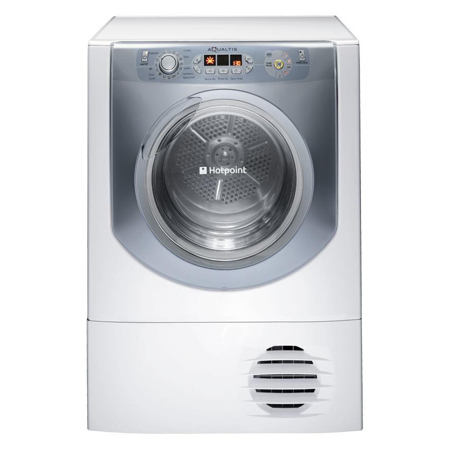 Hotpoint AQCF852BU Condenser Tumble Dryer, White with Titanium Door at John Lewis