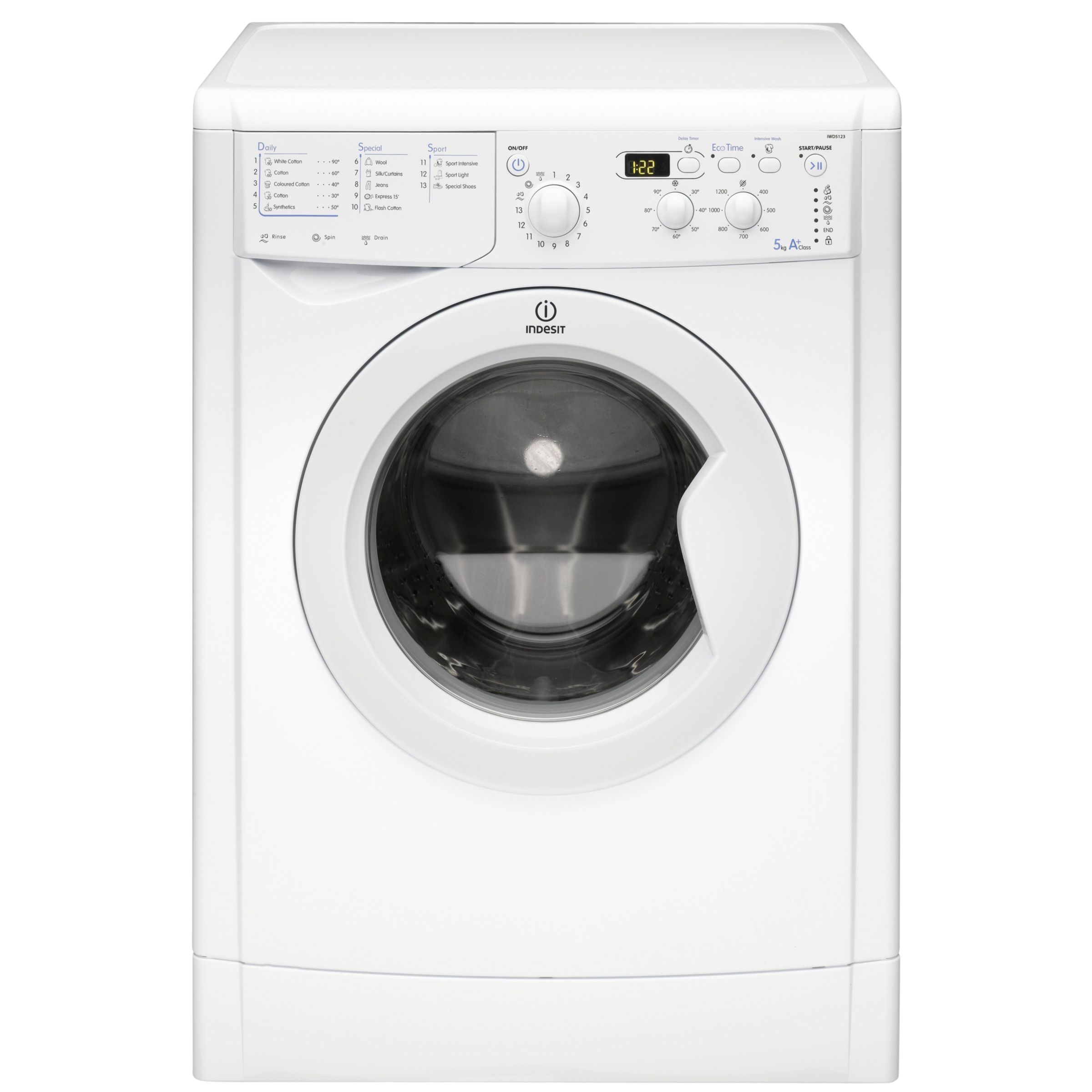 Indesit IWD5123 Washing Machine, White at John Lewis