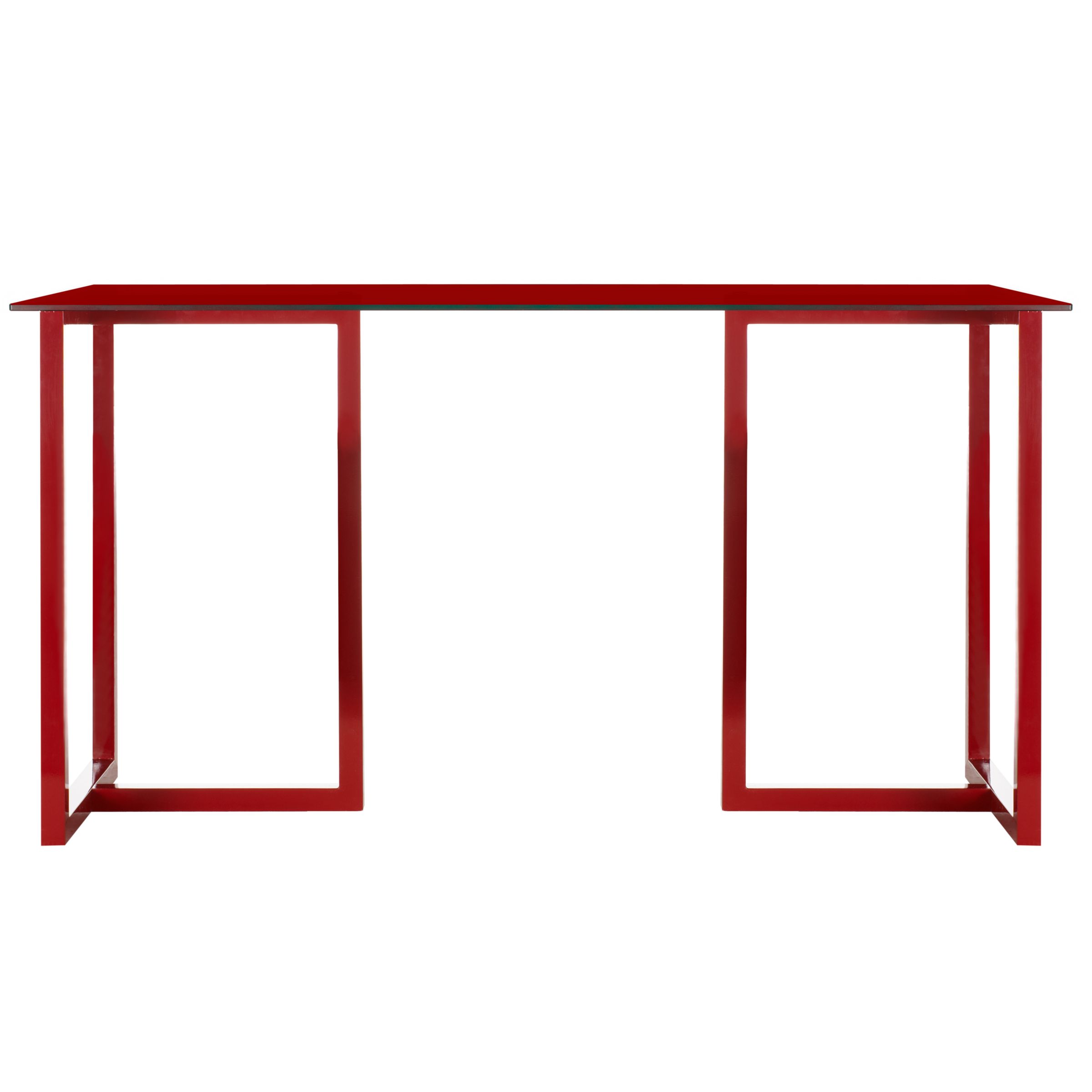 John Lewis Staten Desk with Trestles, Red with Red Glass Top at John Lewis