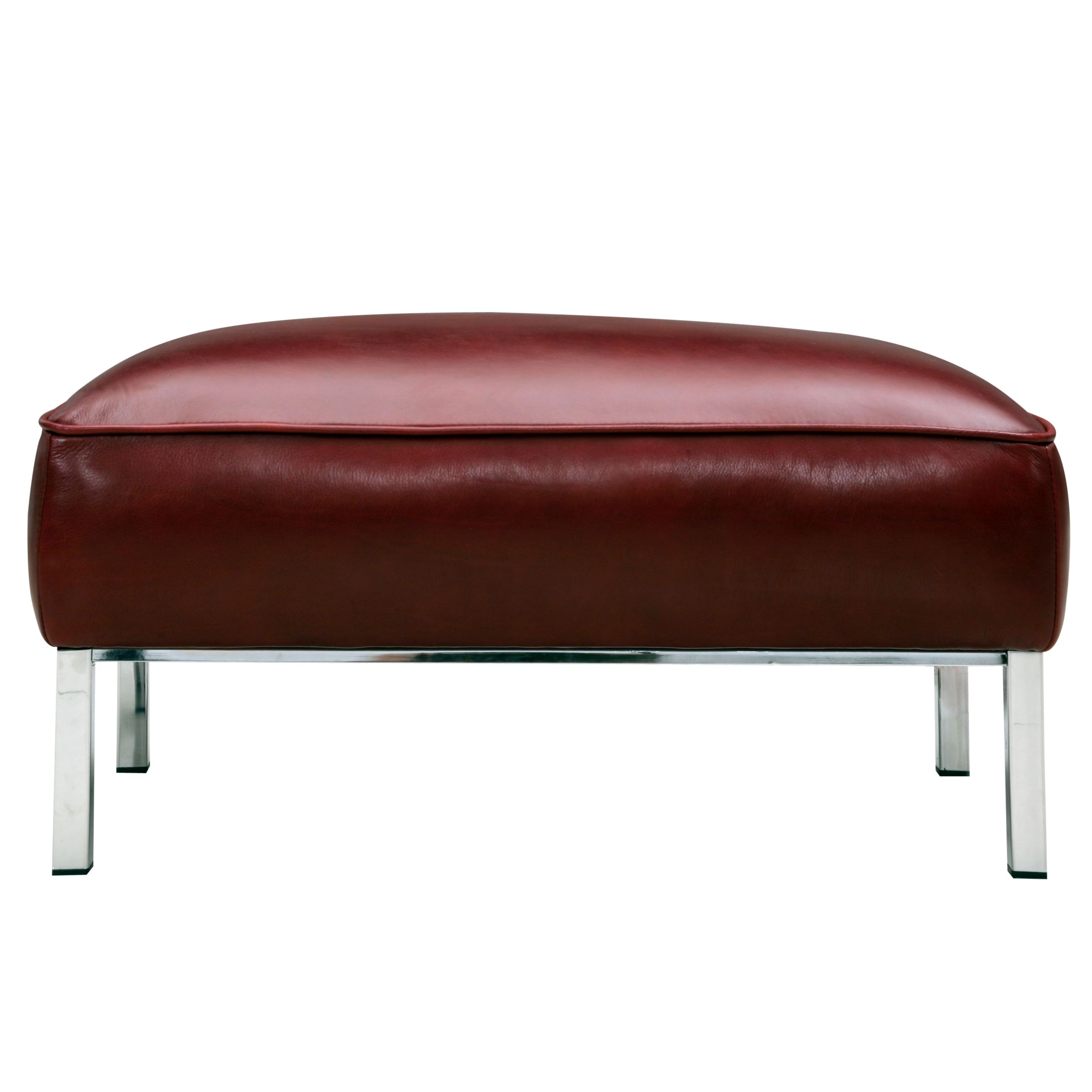 John Lewis Lloyd Leather Footstool, Grenadine at John Lewis