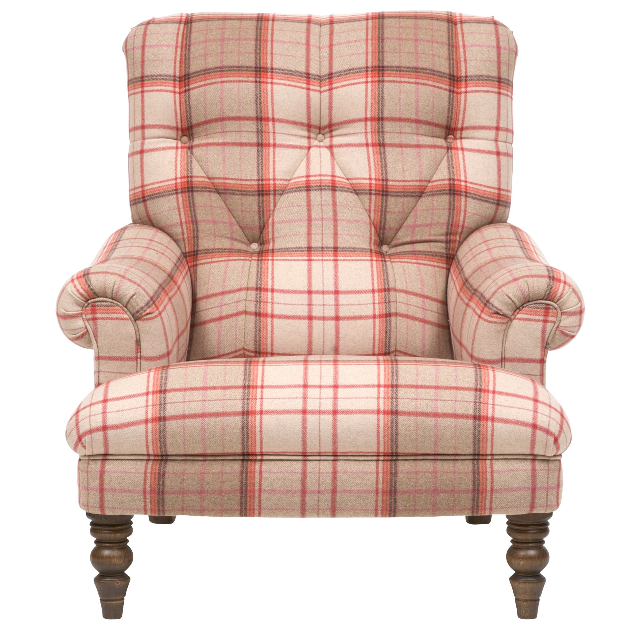 John Lewis Gibson Armchair, Plaid Garnet at John Lewis