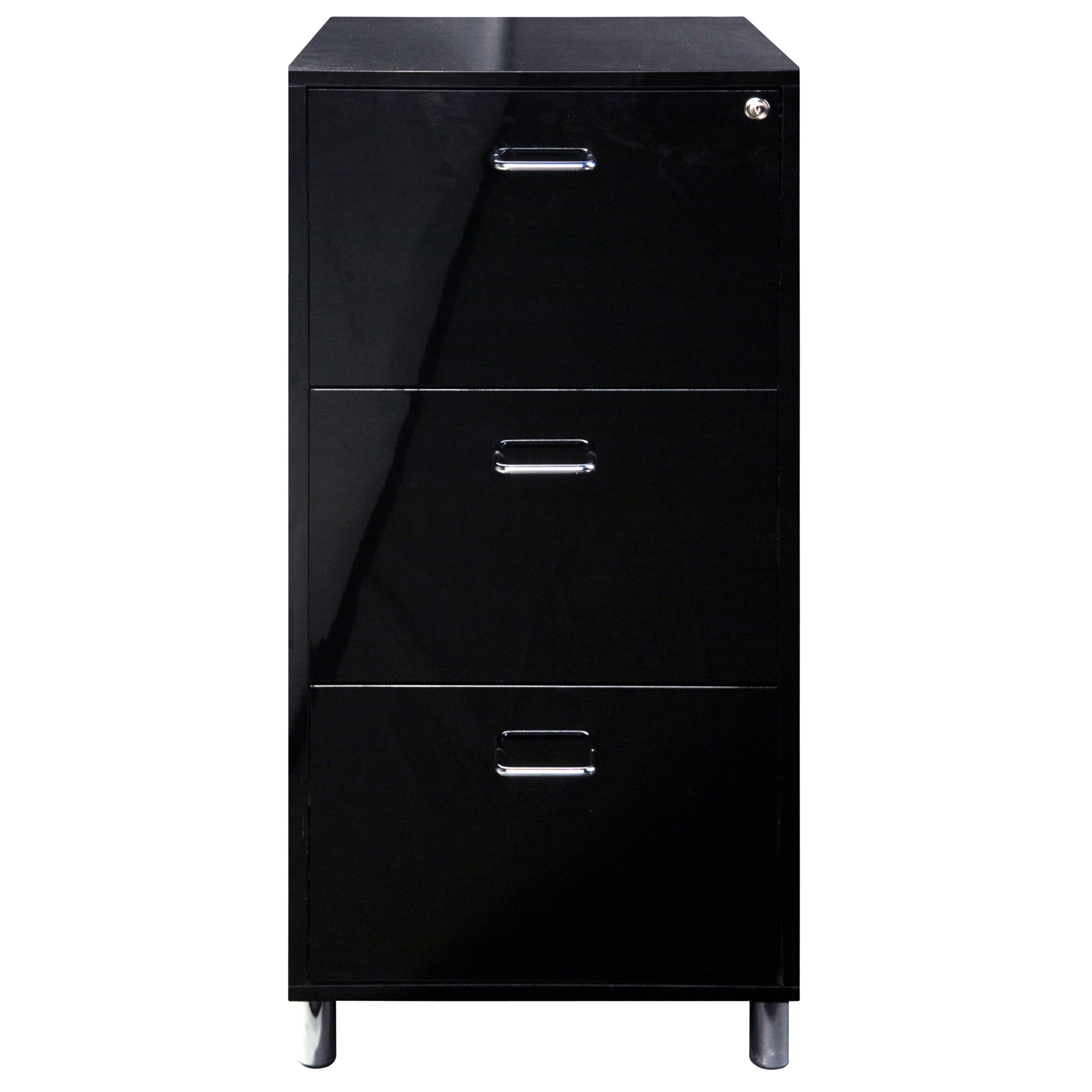 John Lewis Lloyd Three Drawer Filing Cabinet, Black at John Lewis