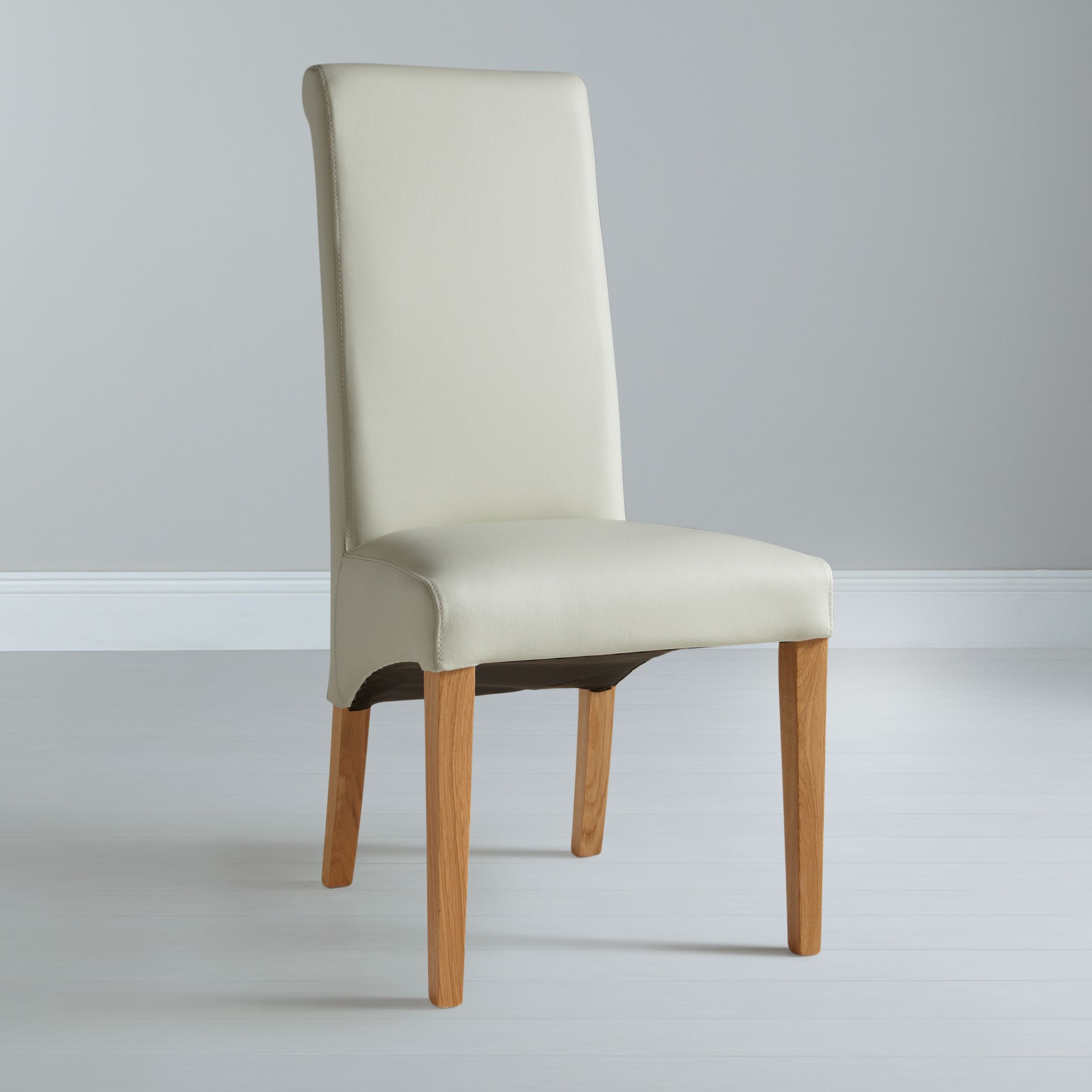 John Lewis Patricia Leather Dining Chair, Ivory at John Lewis