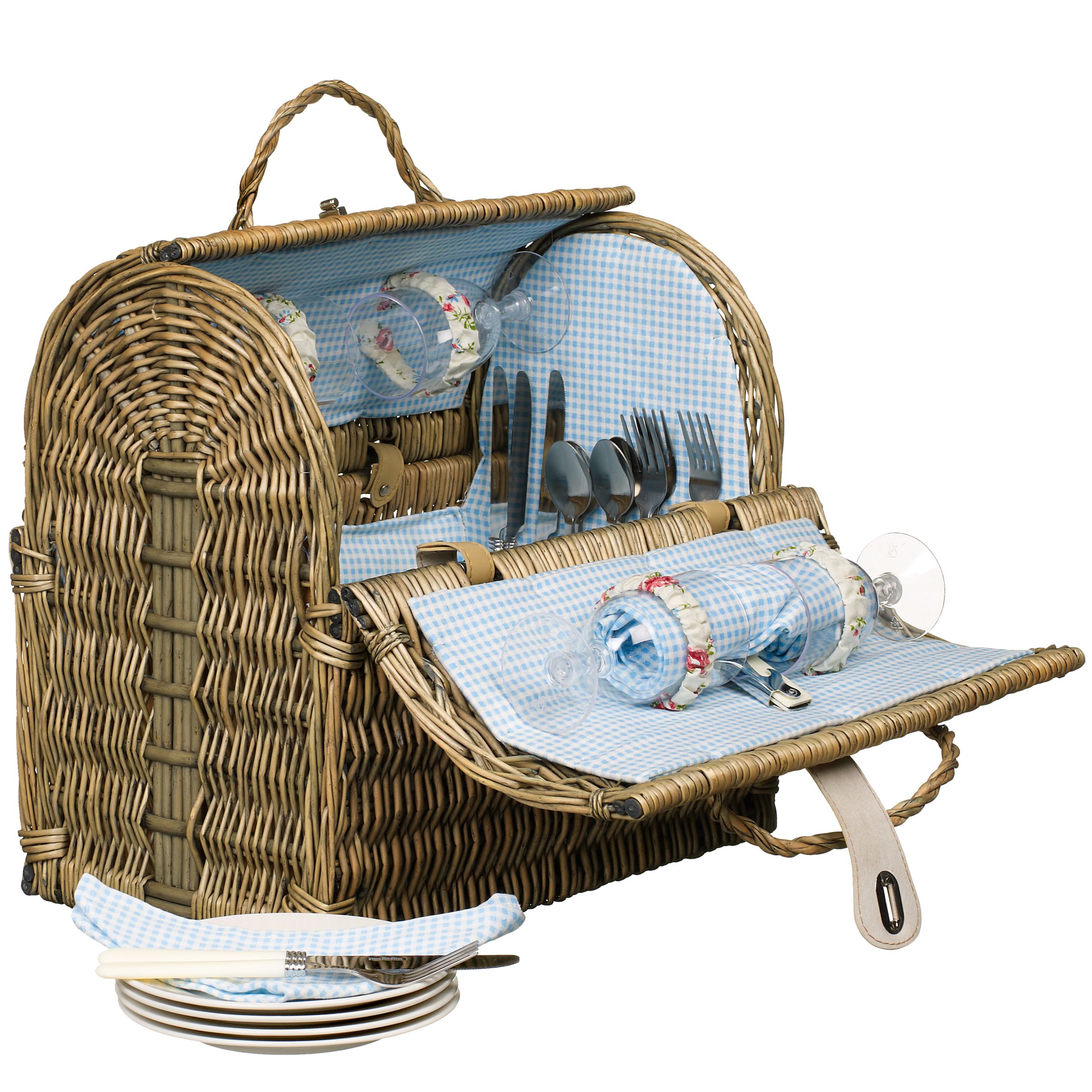 John Lewis Grey Willow Picnic Hamper, 4 Persons