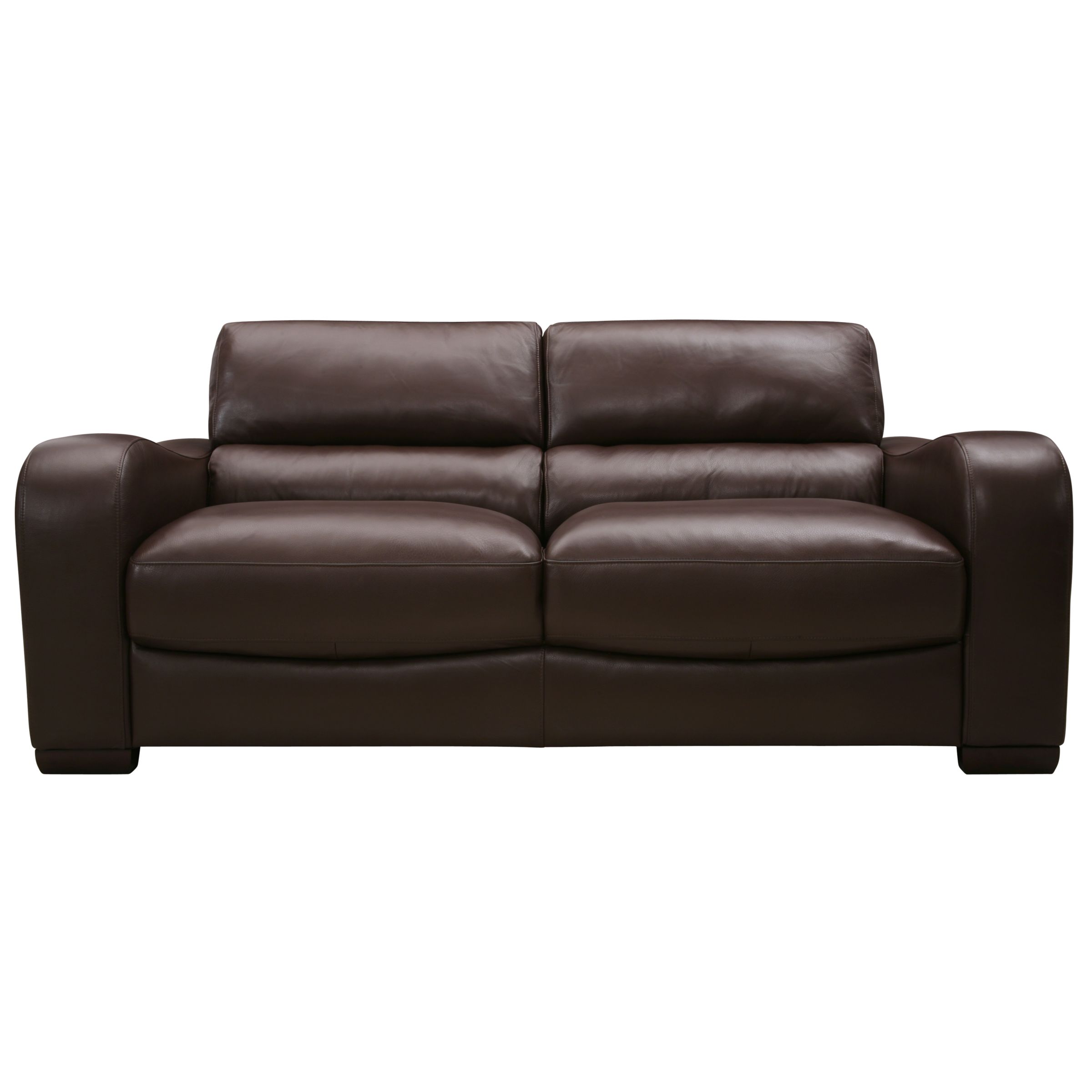 John Lewis Isis Large Leather Sofa, Chocolate at John Lewis