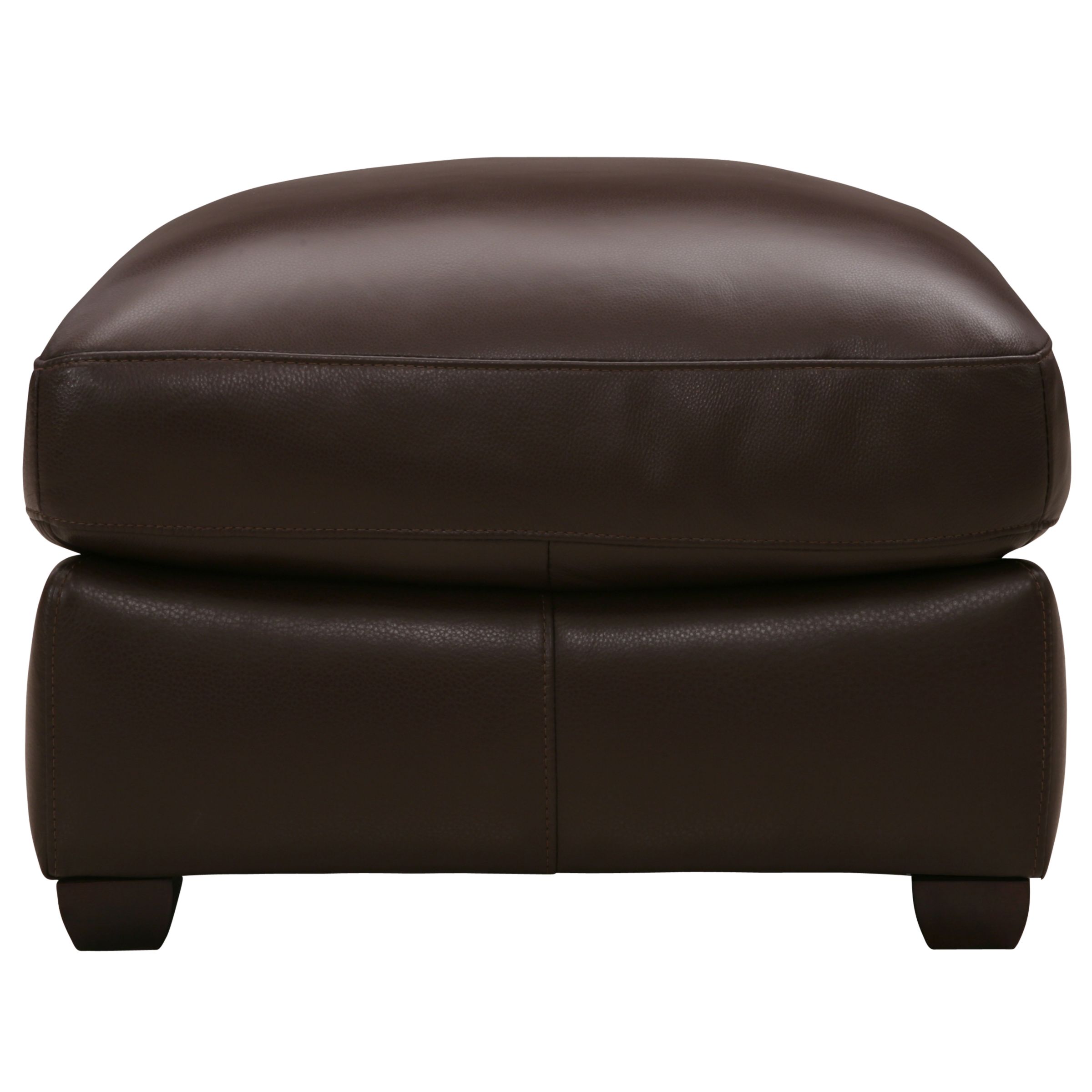 John Lewis Isis Leather Footstool, Chocolate at John Lewis