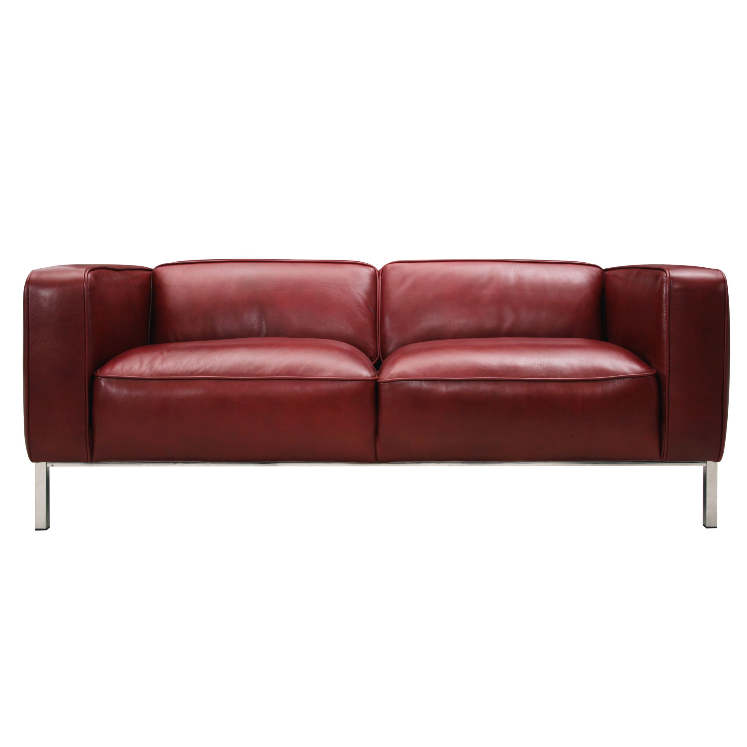 John Lewis Lloyd Medium Leather Sofa, Grenadine at John Lewis