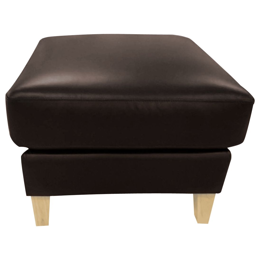 John Lewis Maja Leather Footstool, Bali Chocolate at John Lewis