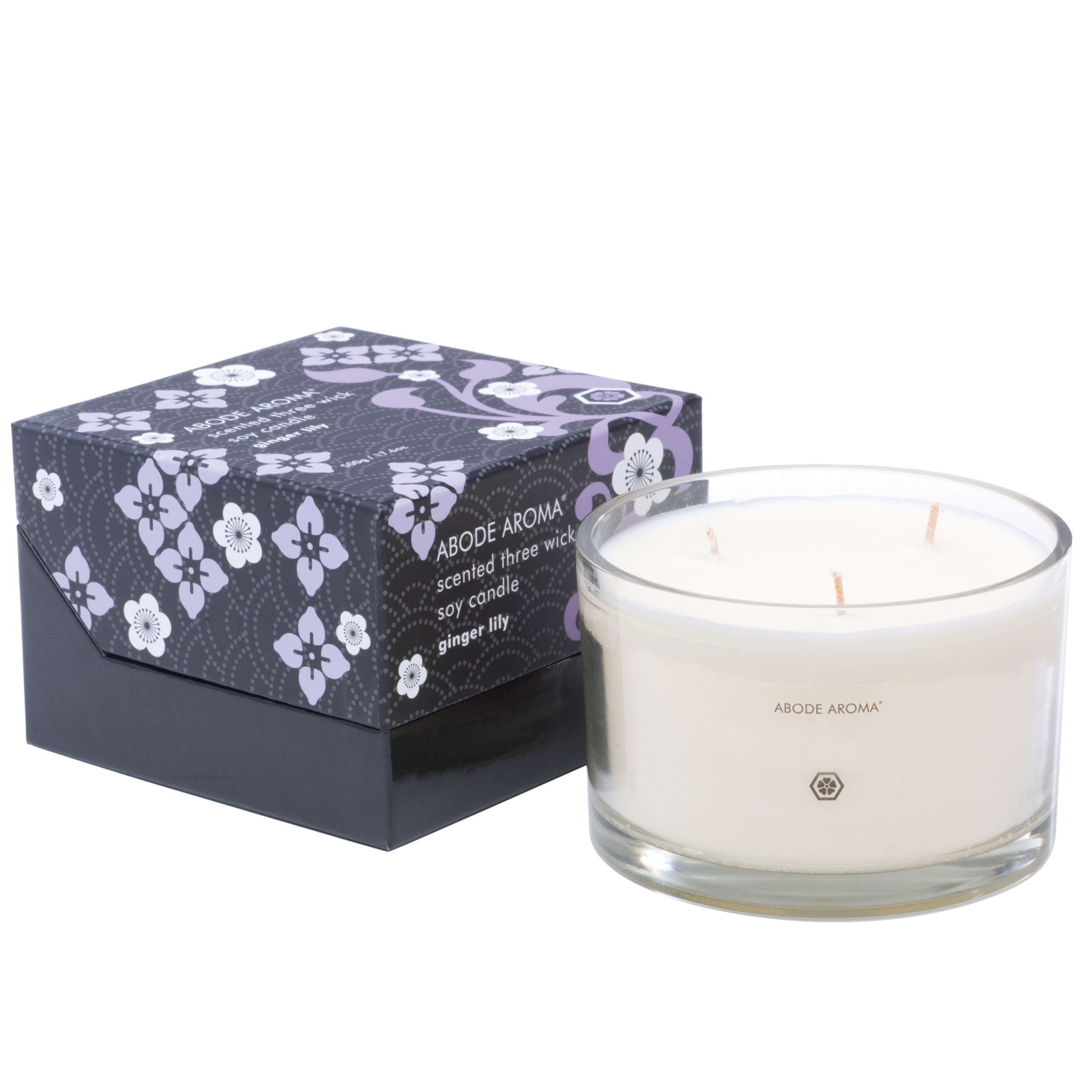 Abode Aroma Kimono Ginger Lily Candle, 3 Wick
