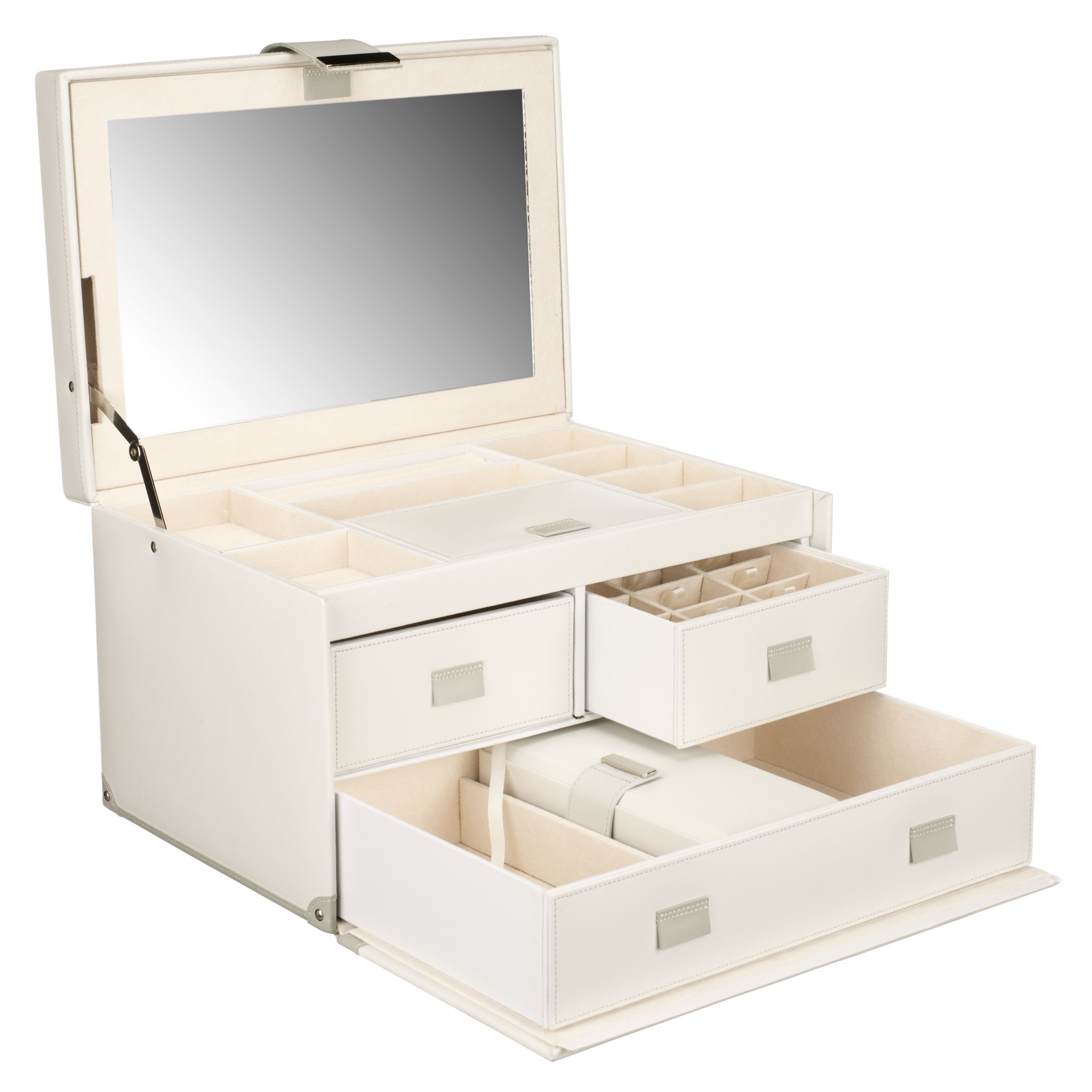 John Lewis Genova Jewellery Box, White, X-Large at John Lewis