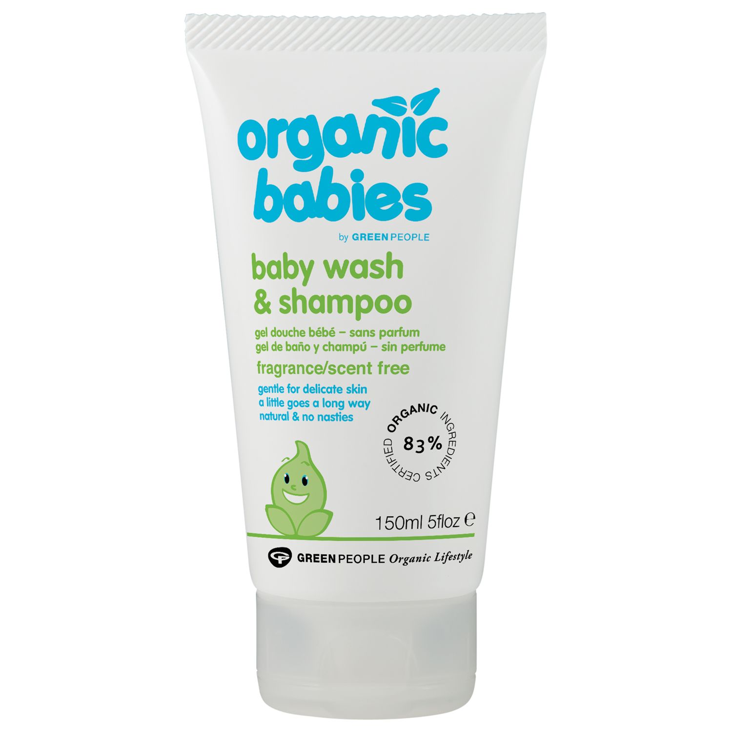 Organic Baby No Scent Baby Wash and Shampoo, 150ml
