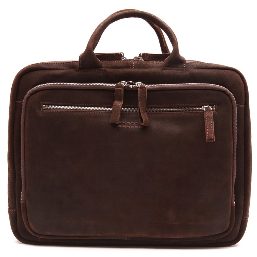 Jost Vintage Leather 2 Handle Laptop Bag, Black at JohnLewis