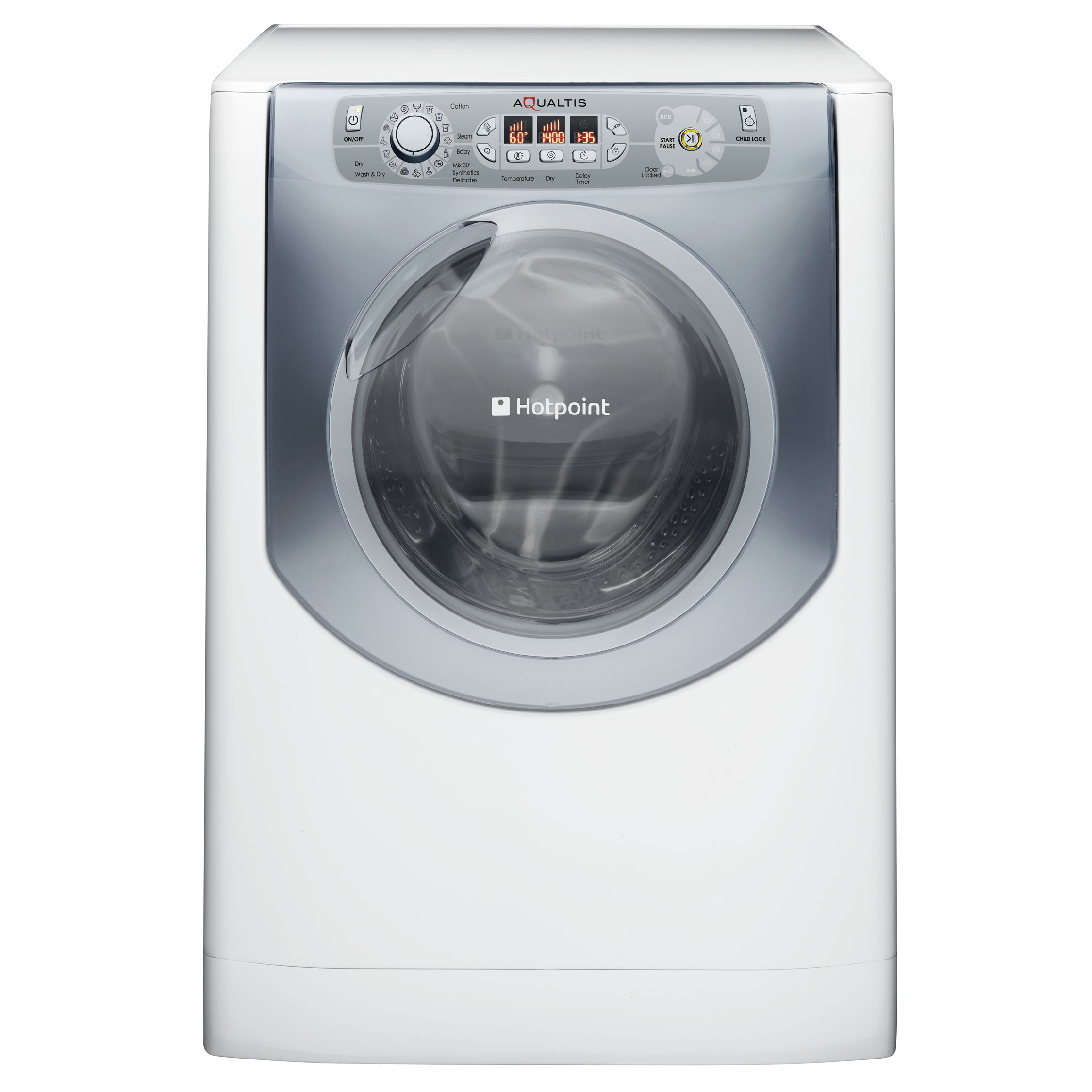 Hotpoint AQM8F49UV Aqualtis Washer Dryer, White at John Lewis