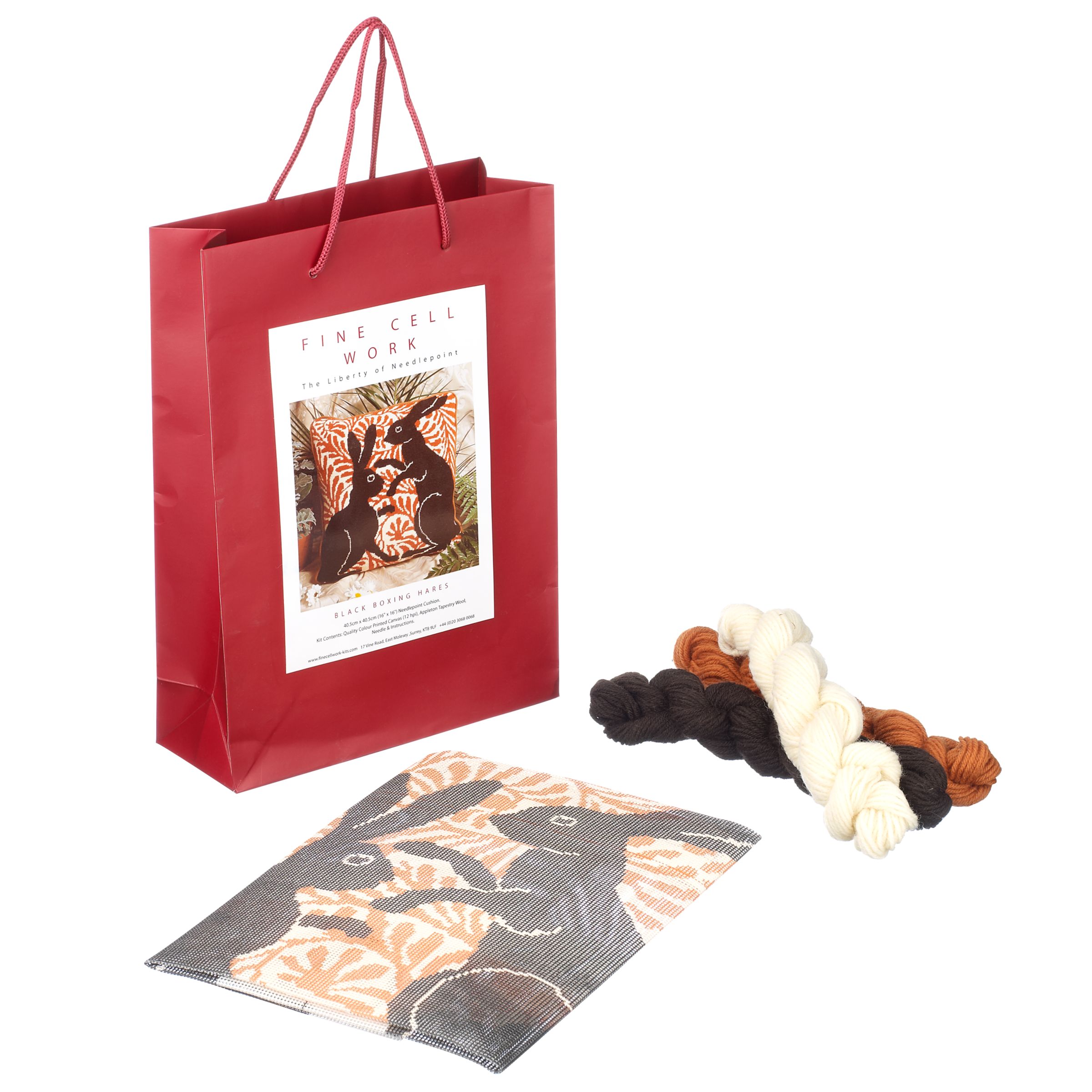 Fine Cell Works Black Boxing Hares Tapestry Kit
