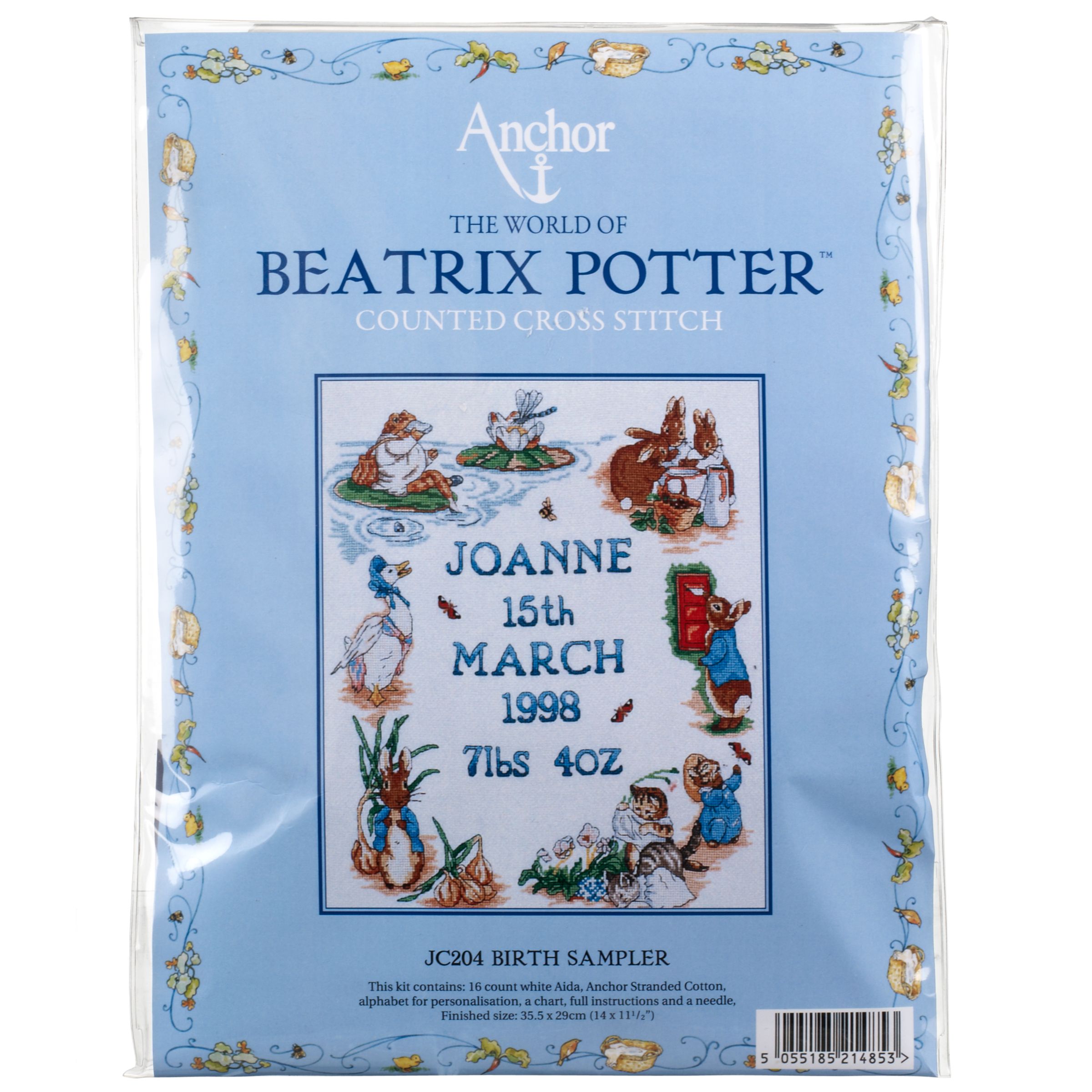 Anchor Beatrix Potter Birth Sandler Tapestry Kit