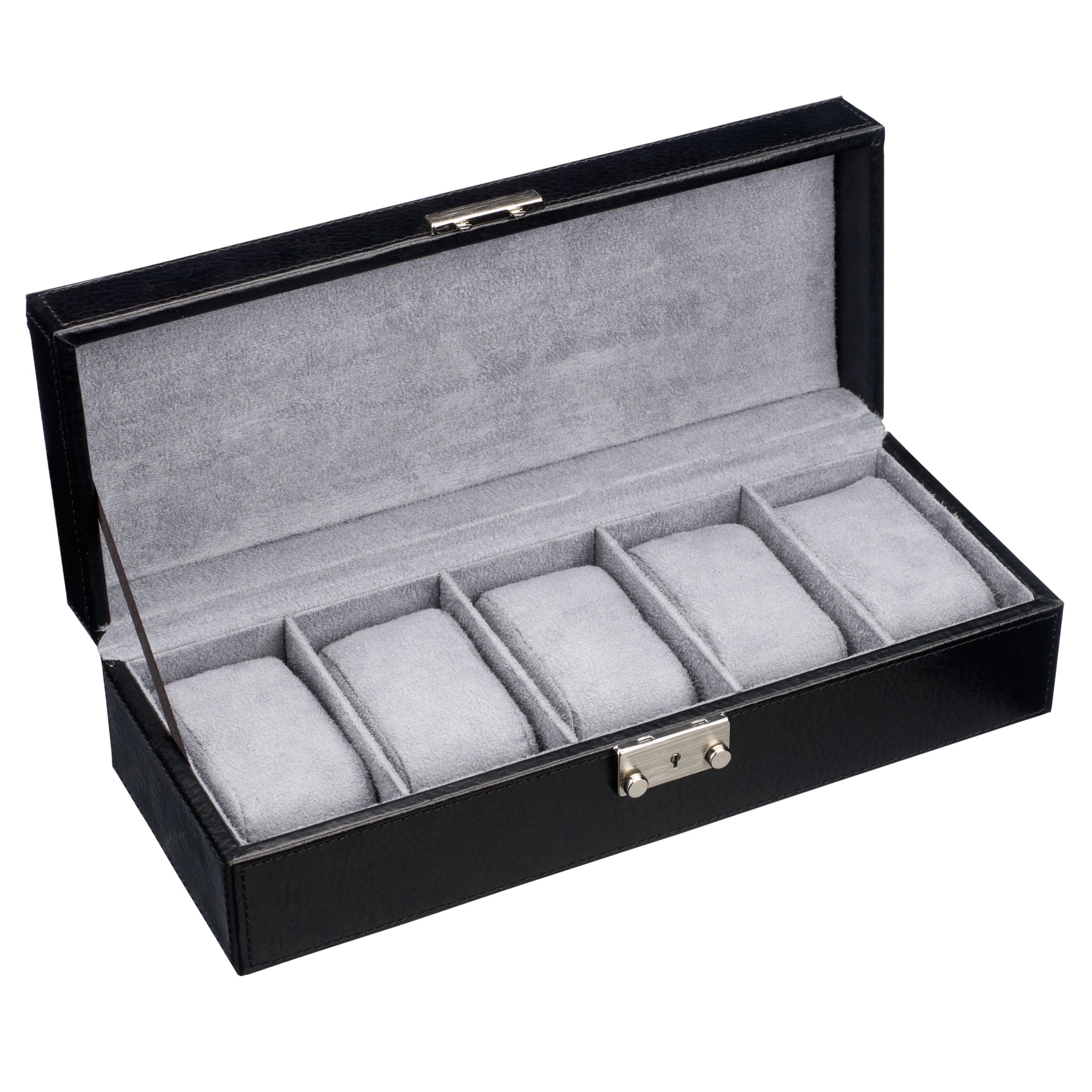 John Lewis Geneva 5 Piece Watch Box, Black