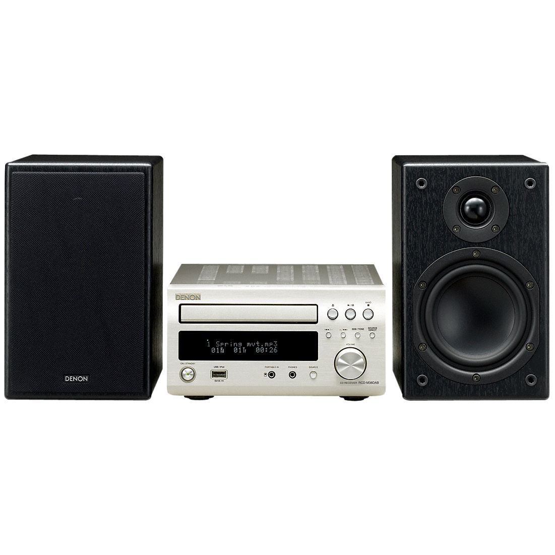 Denon DM38 DAB Micro System, Silver at John Lewis