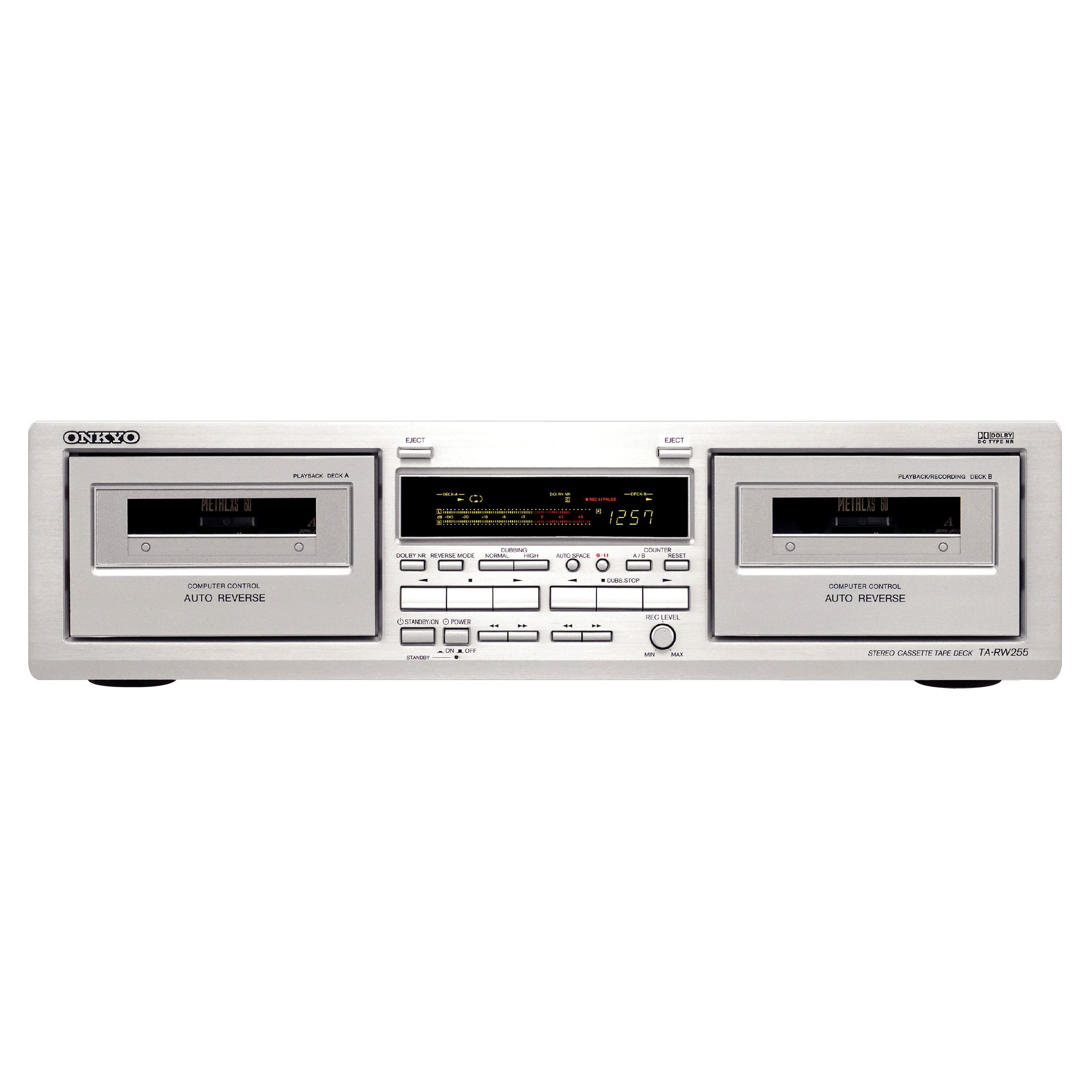 Onkyo TA-RW225S Double Cassette Deck, Silver at John Lewis