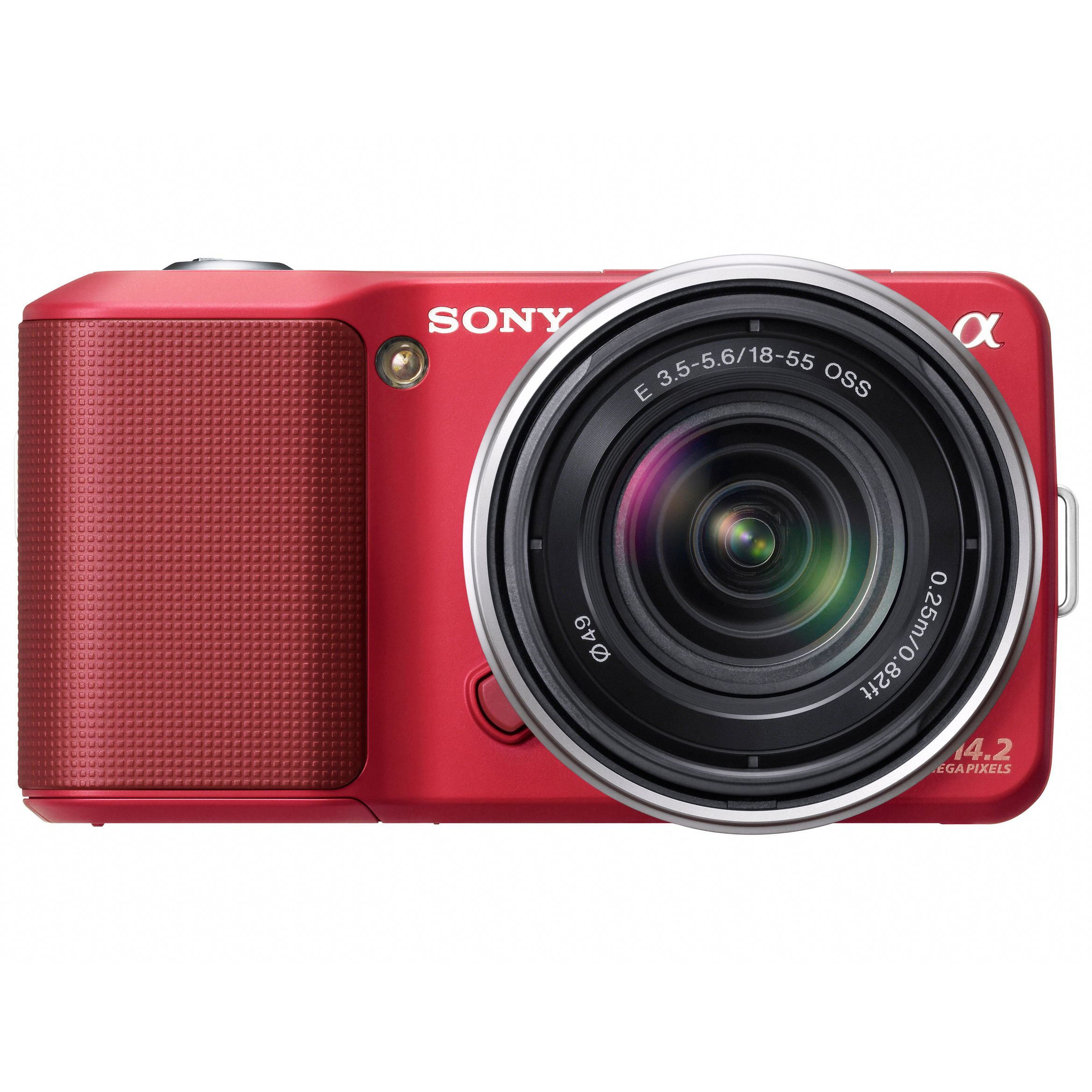Sony NEX-3 Compact Digital SLR Camera with 18-55mm Lens, Red at John Lewis