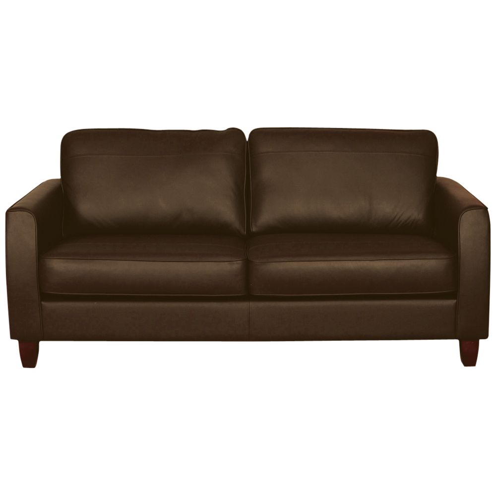 John Lewis Portia Leather Medium Sofa, Earth / Dark Leg, width 183cm