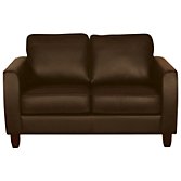 John Lewis Portia Leather Small Sofa, Earth / Dark Leg, width 136cm