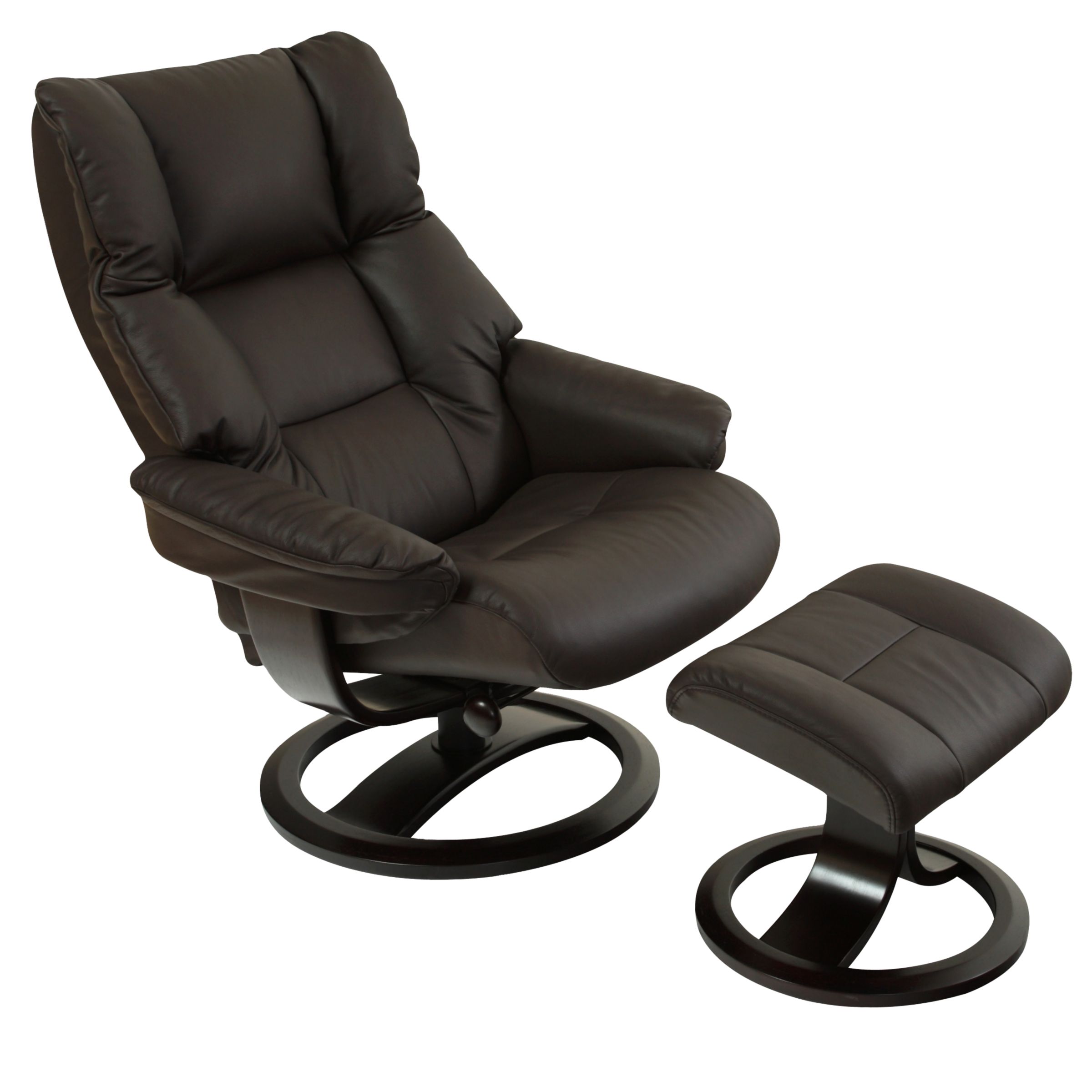 John Lewis Apollo Leather Reclining Armchair and Footstool, Havana at John Lewis