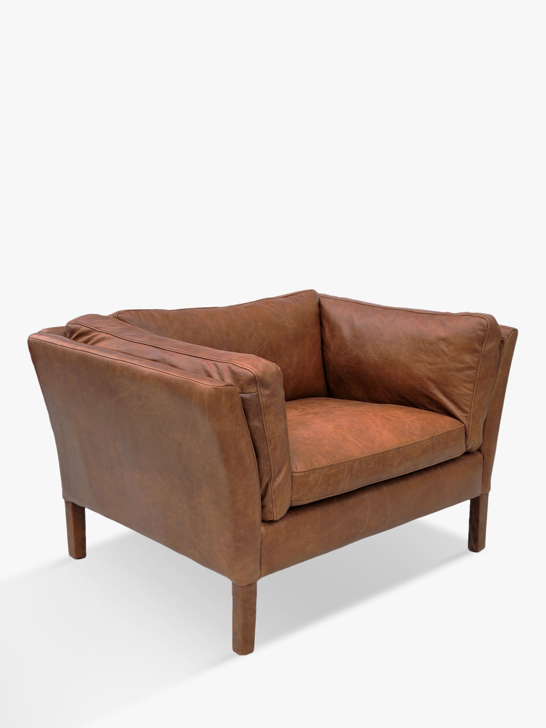 John Lewis Groucho Leather Armchair, Walnut at John Lewis