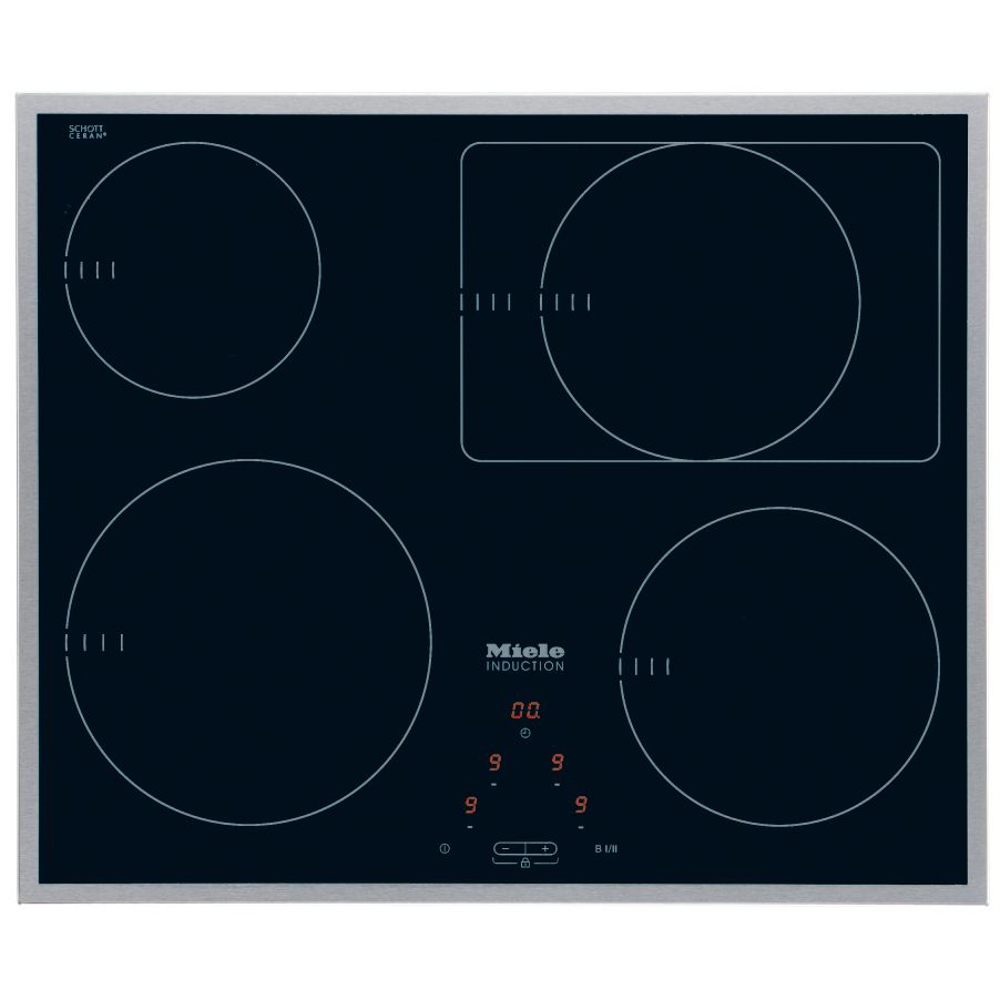 Miele KM6117 Ceramic Induction Hob, Black/Stainless Steel at John Lewis