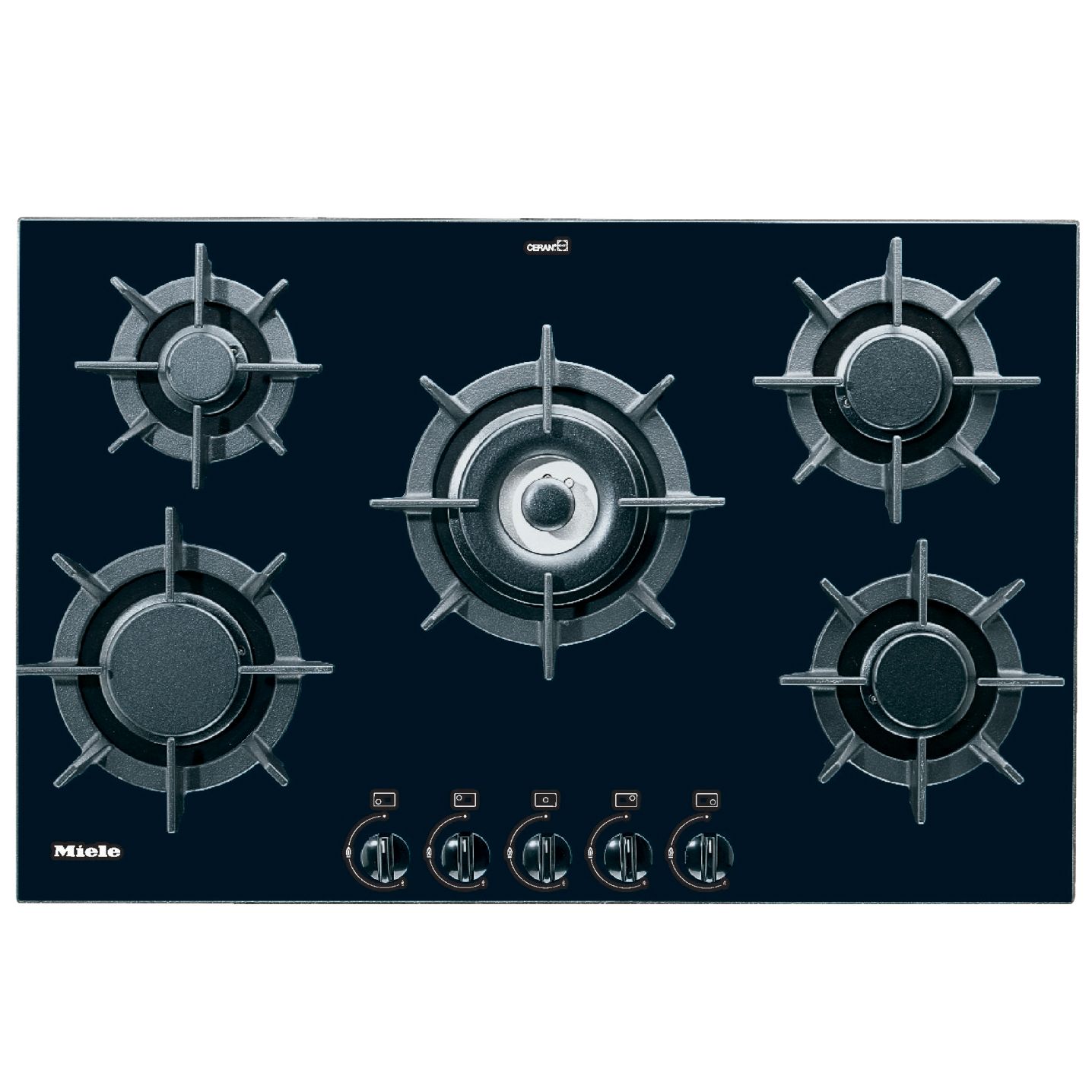 Miele KM371G Gas Hob, Black/Stainless Steel at John Lewis